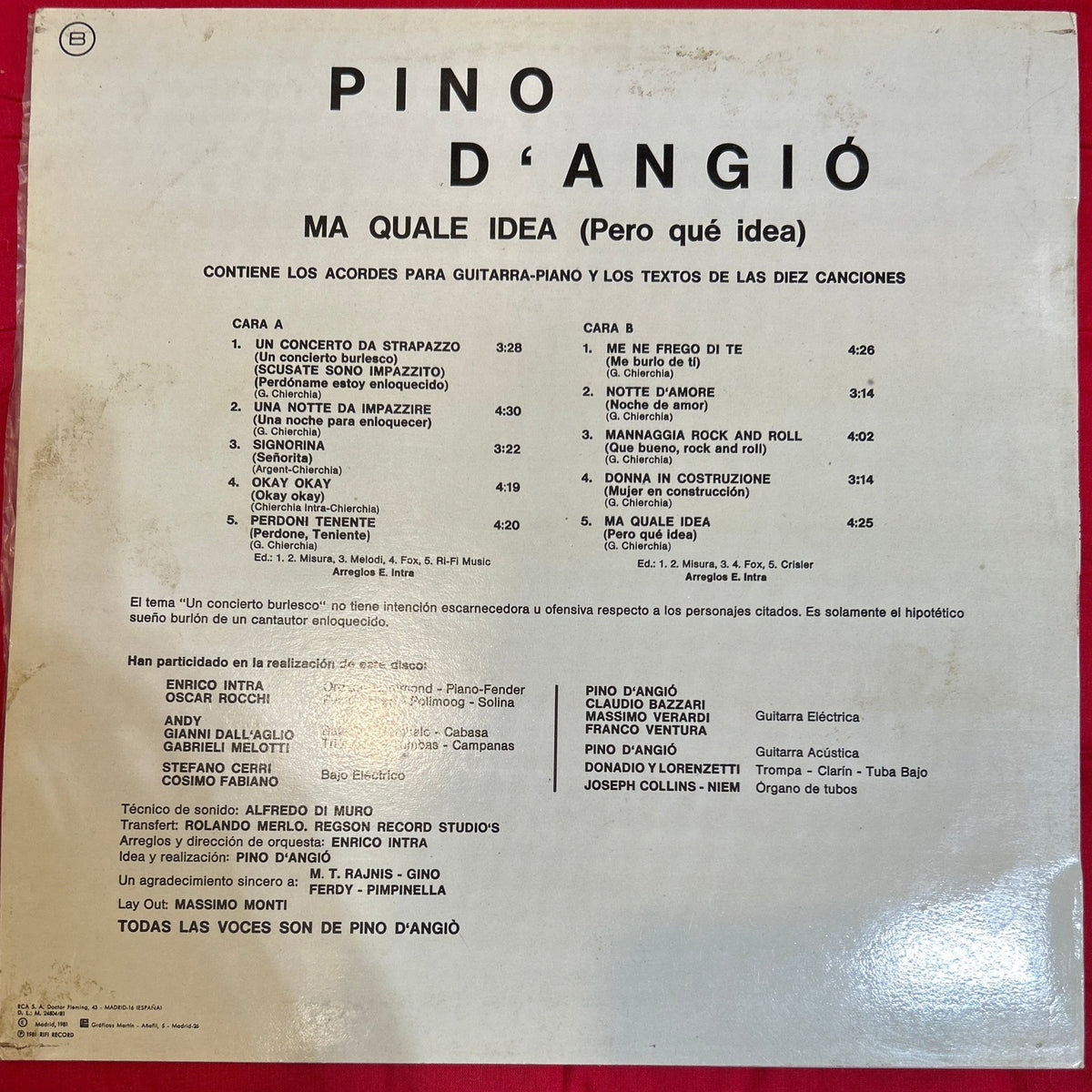 LP Pino D'Angió – Ma Quale Idea = Pero Qué Idea 2ª Mano - DISCOS NAKASHA
