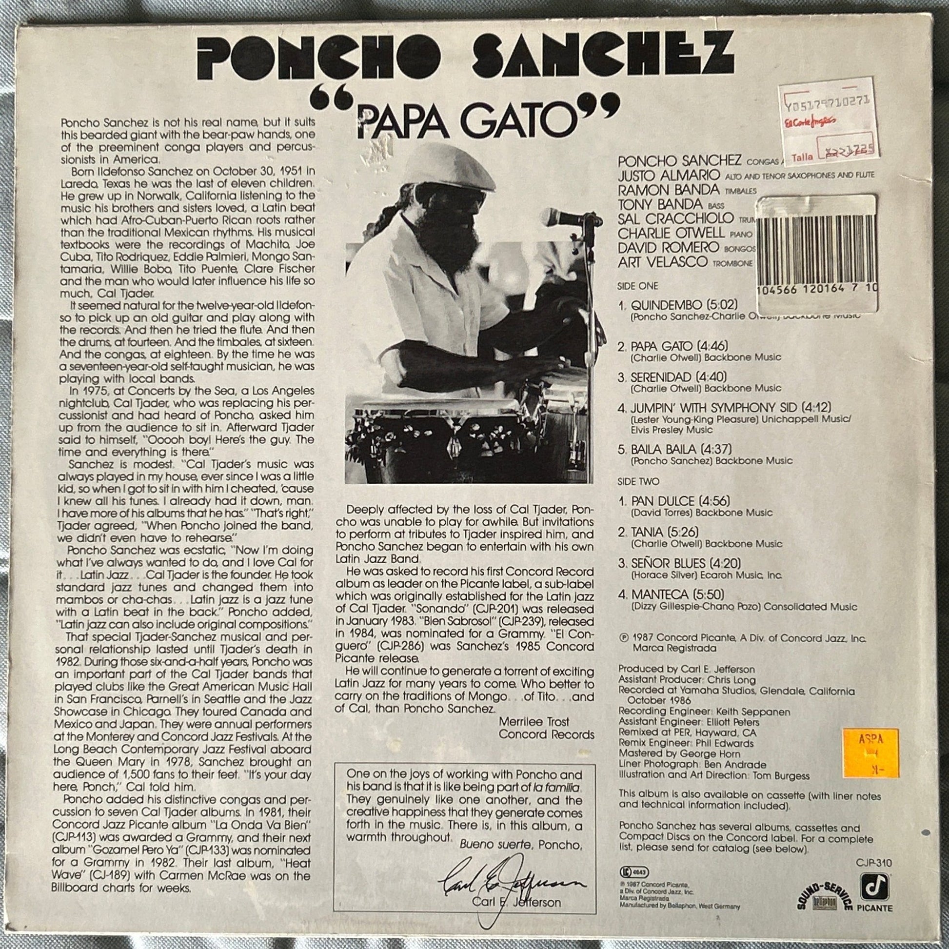 LP Poncho Sanchez ‎– Papa Gato 2ª Mano - DISCOS NAKASHA