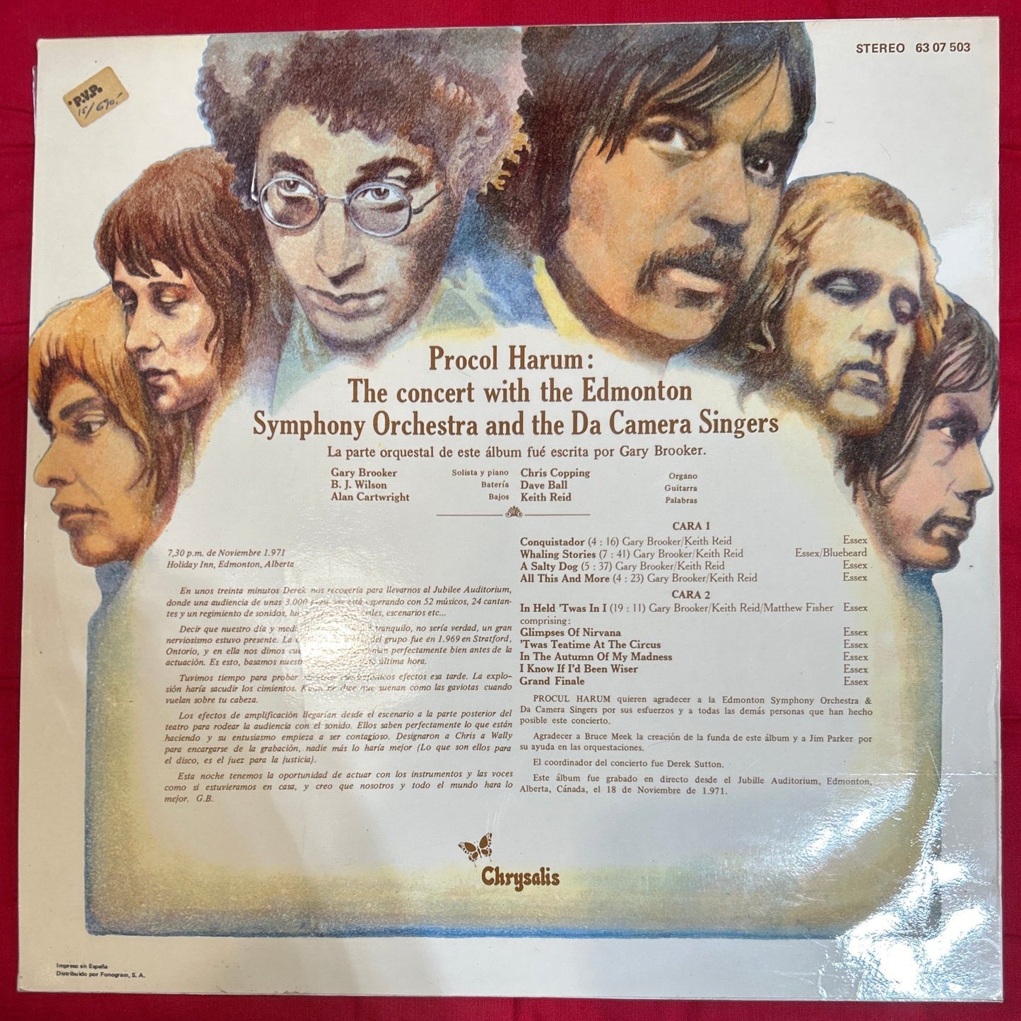 LP Procol Harum In Concert With The Edmonton Symphony Orchestra ‎– Live 2ª mano - DISCOS NAKASHA