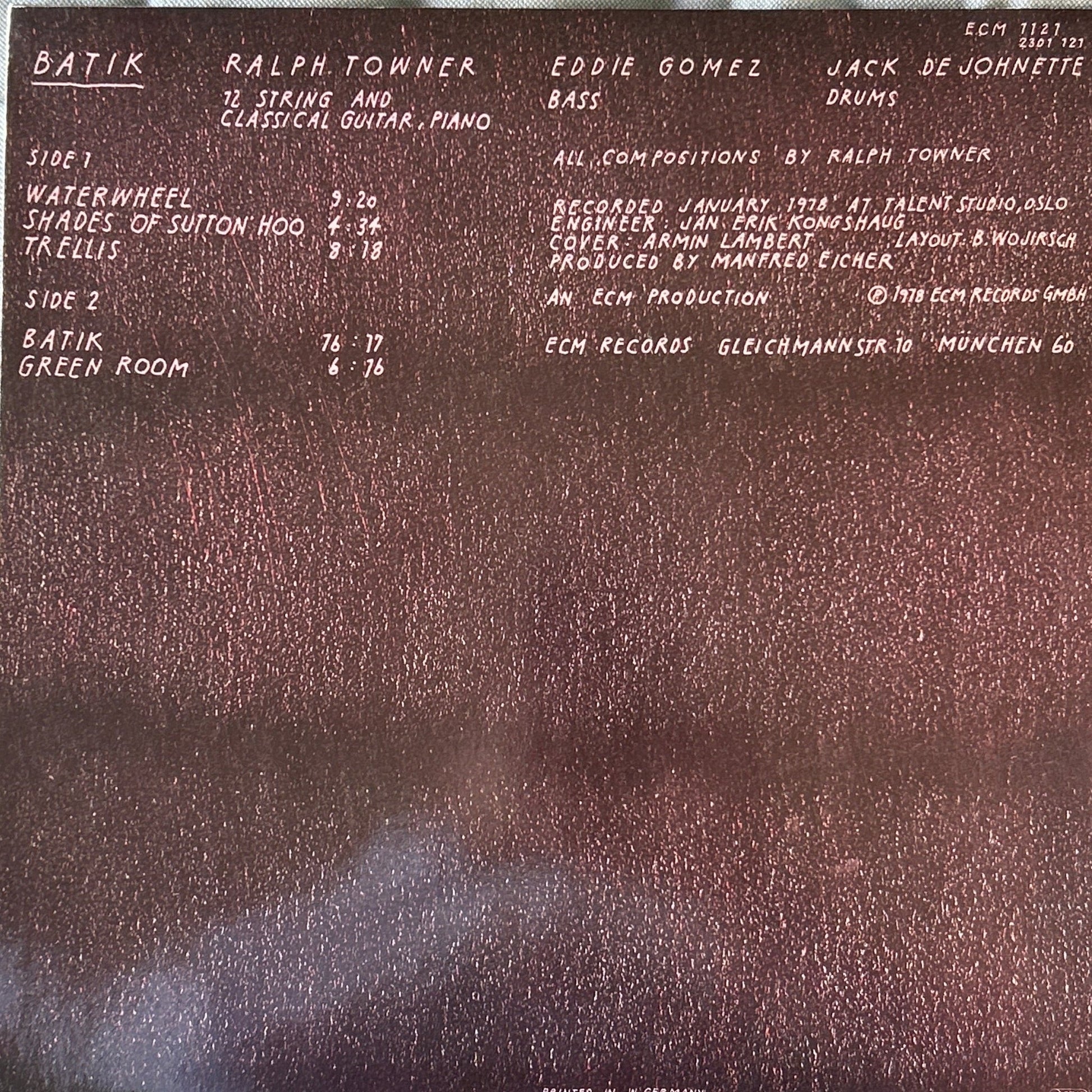 LP Ralph Towner, Eddie Gomez, Jack DeJohnette – Batik 2ª Mano - DISCOS NAKASHA