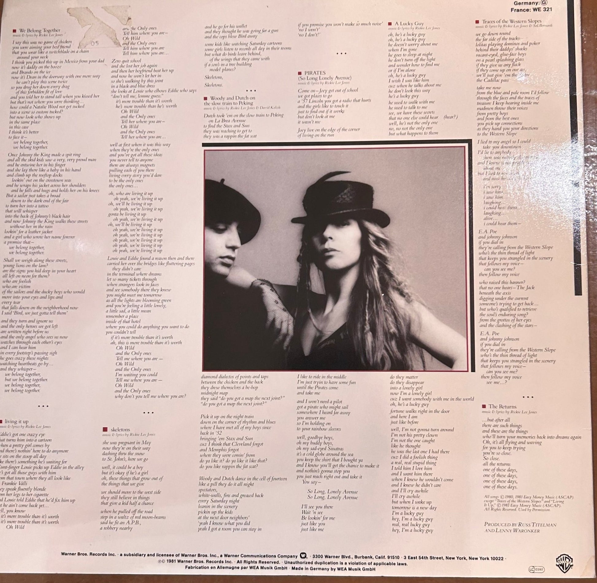 LP Rickie Lee Jones ‎– Pirates 2ª Mano (Producto exclusivo recogida en tienda) - DISCOS NAKASHA