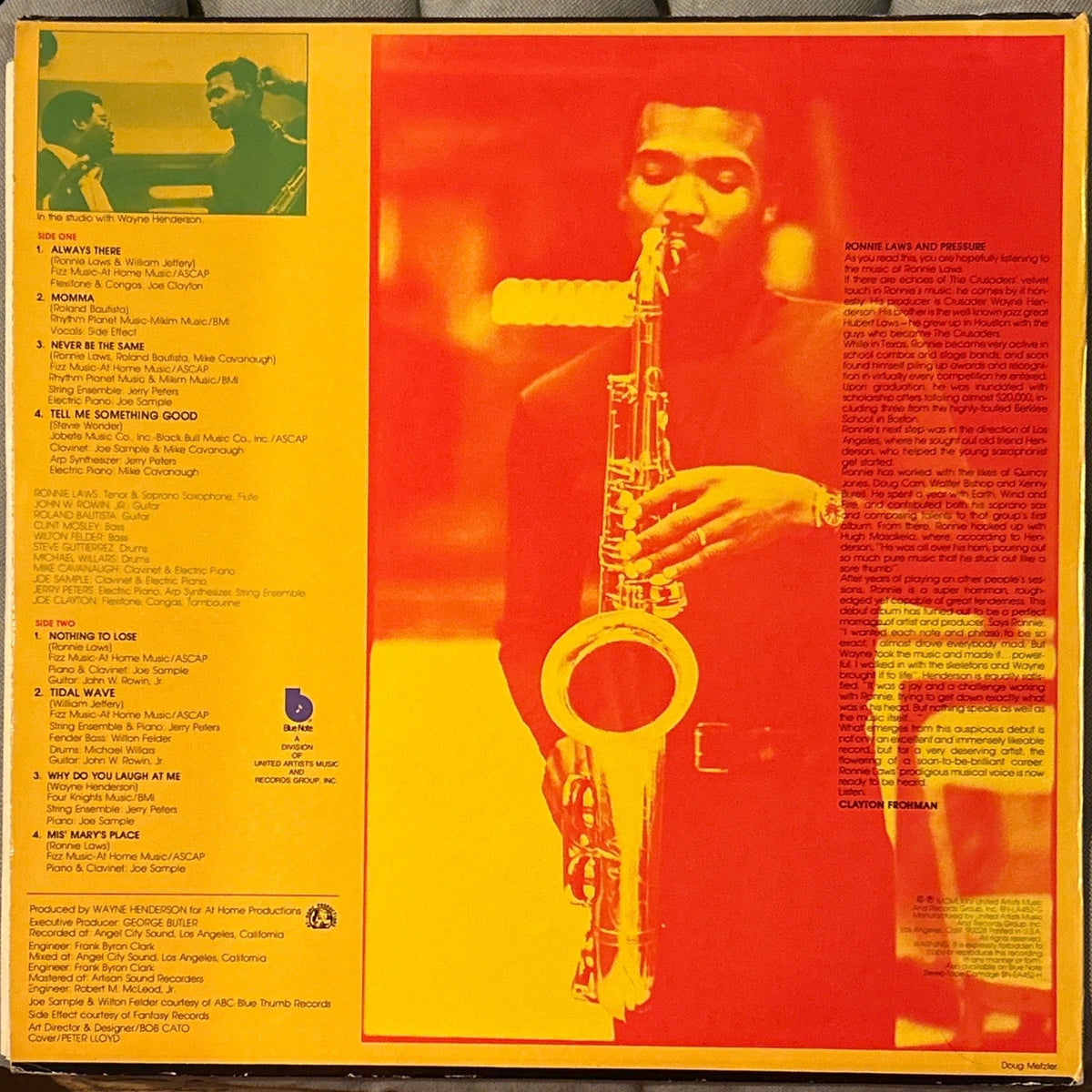LP Ronnie Laws & Pressure (19) ‎– Pressure Sensitive 2ª Mano - DISCOS NAKASHA