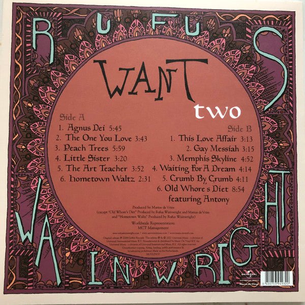 LP Rufus Wainwright ‎– Want Two Nuevo precintado - DISCOS NAKASHA