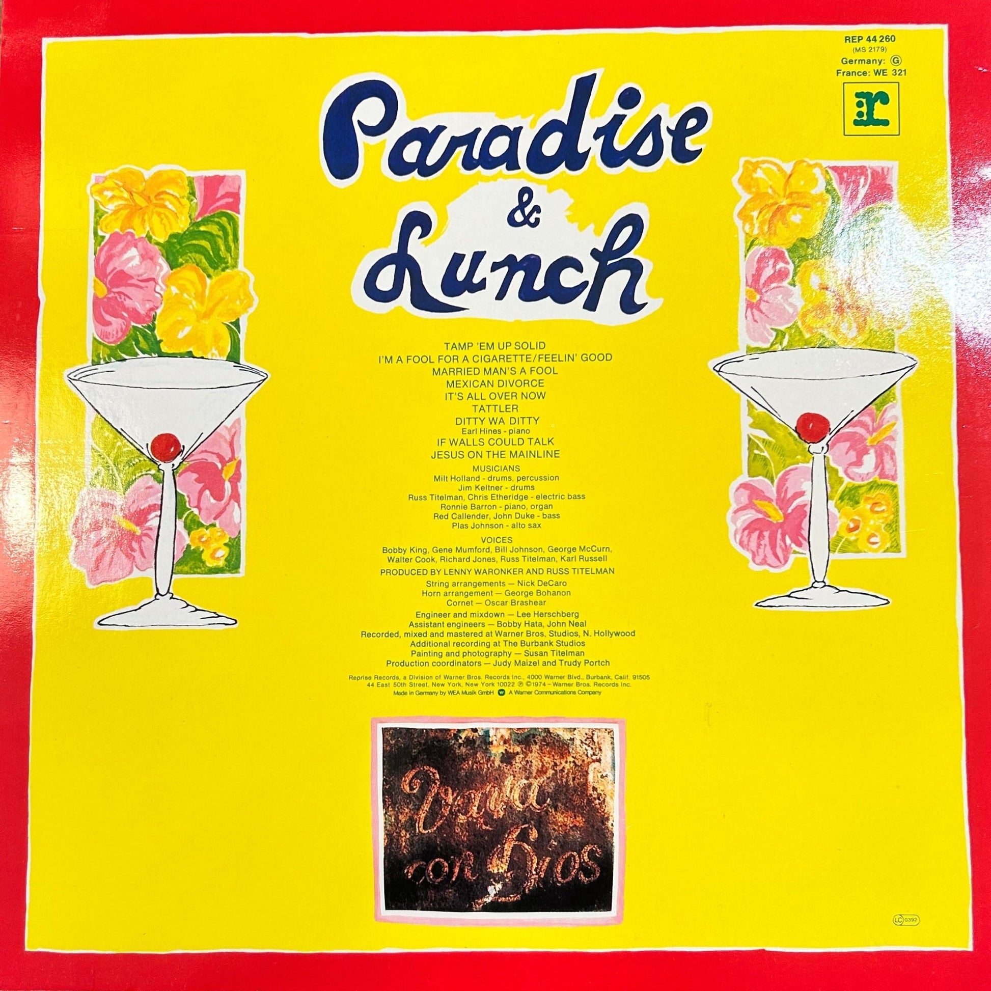 LP Ry Cooder ‎– Paradise And Lunch 2ª Mano - DISCOS NAKASHA
