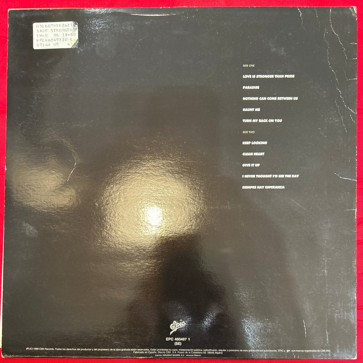 LP Sade ‎– Stronger Than Pride 2ª Mano - DISCOS NAKASHA
