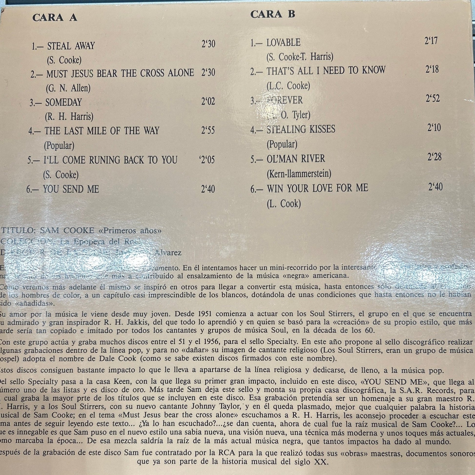 LP Sam Cooke ‎– Rarezas 2ª mano - DISCOS NAKASHA