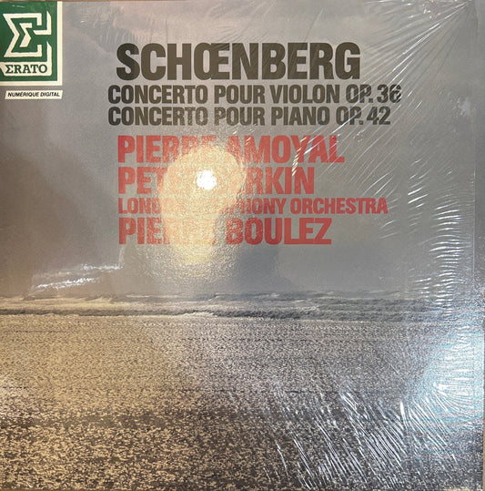 LP Schœnberg - Pierre Amoyal, Peter Serkin, London Symphony Orchestra, Pierre Boulez ‎– Concerto Pour Violon Op.36 / Concerto Pour Piano Op.42 2ª Mano - DISCOS NAKASHA