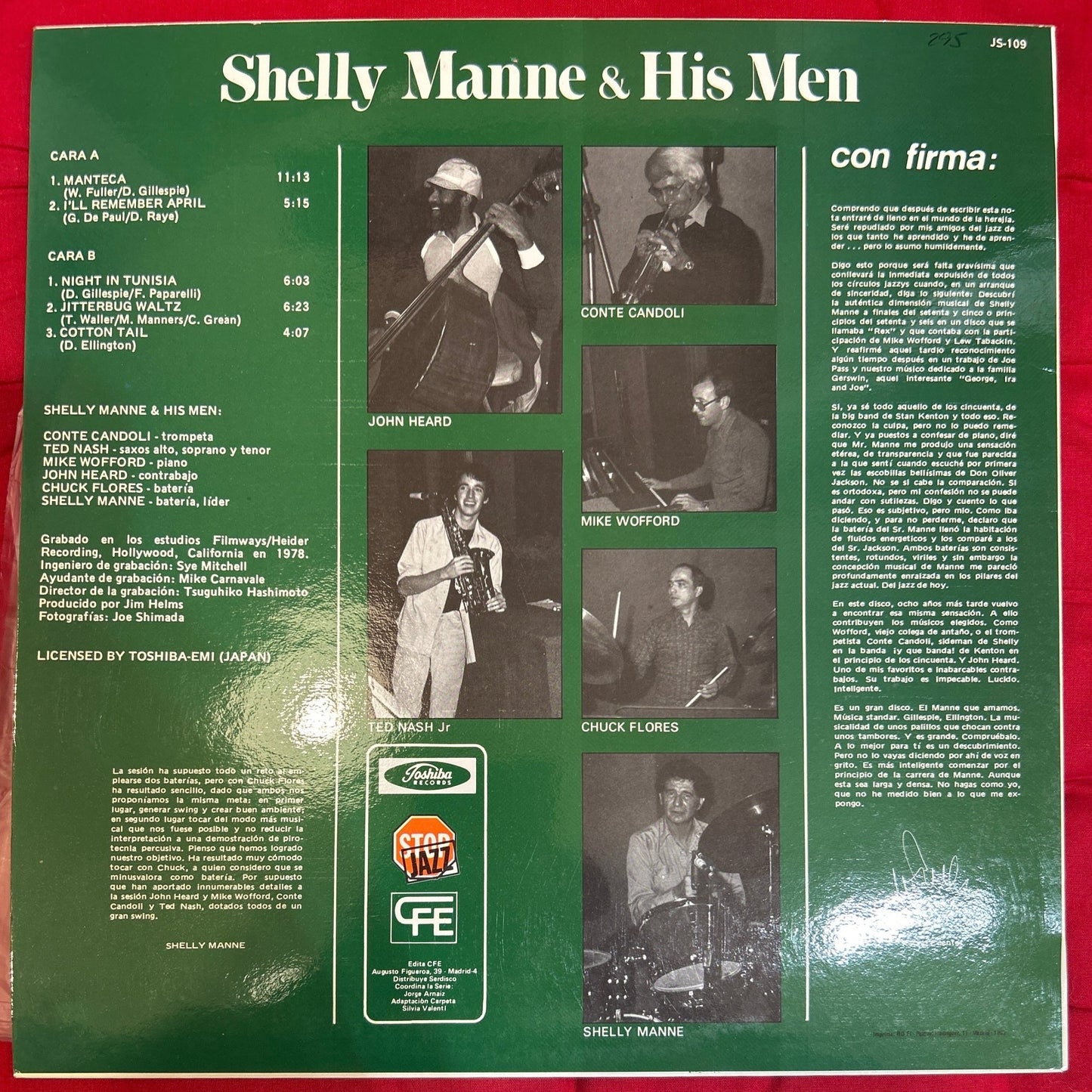 LP Shelly Manne & His Men ‎– The Manne We Love 2ª Mano - DISCOS NAKASHA