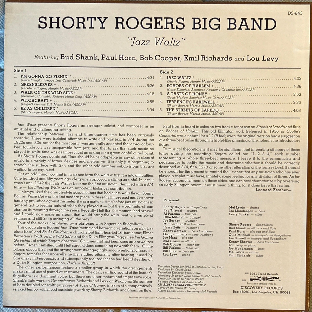 LP Shorty Rogers Big Band ‎– Jazz Waltz 2ª Mano - DISCOS NAKASHA