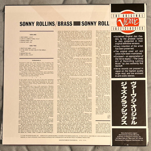 LP Sonny Rollins ‎– Brass And Trio 2ª Mano - DISCOS NAKASHA
