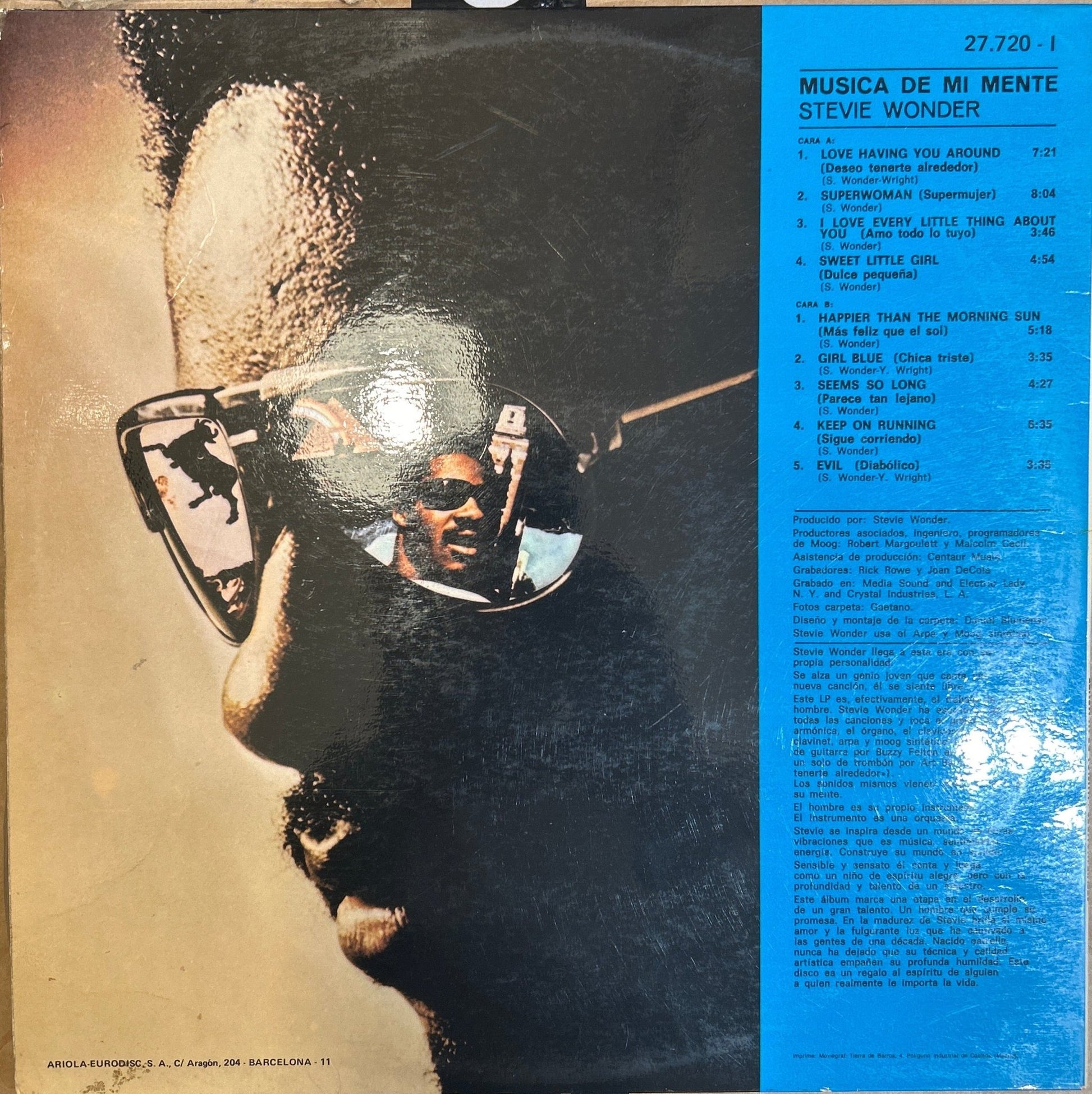 LP Stevie Wonder ‎– Musica De Mi Mente 2ª Mano - DISCOS NAKASHA