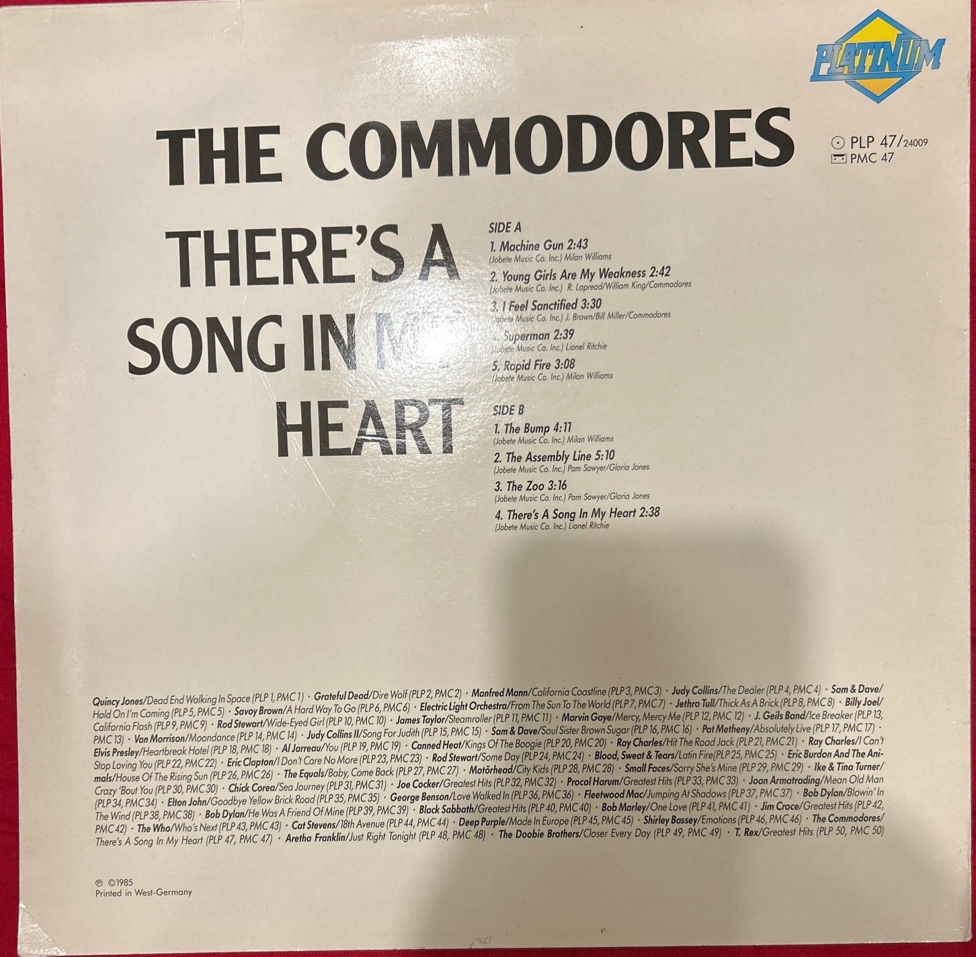 LP The Commodores ‎– There's A Song In My Heart Ed. Alemana 2ª mano - DISCOS NAKASHA
