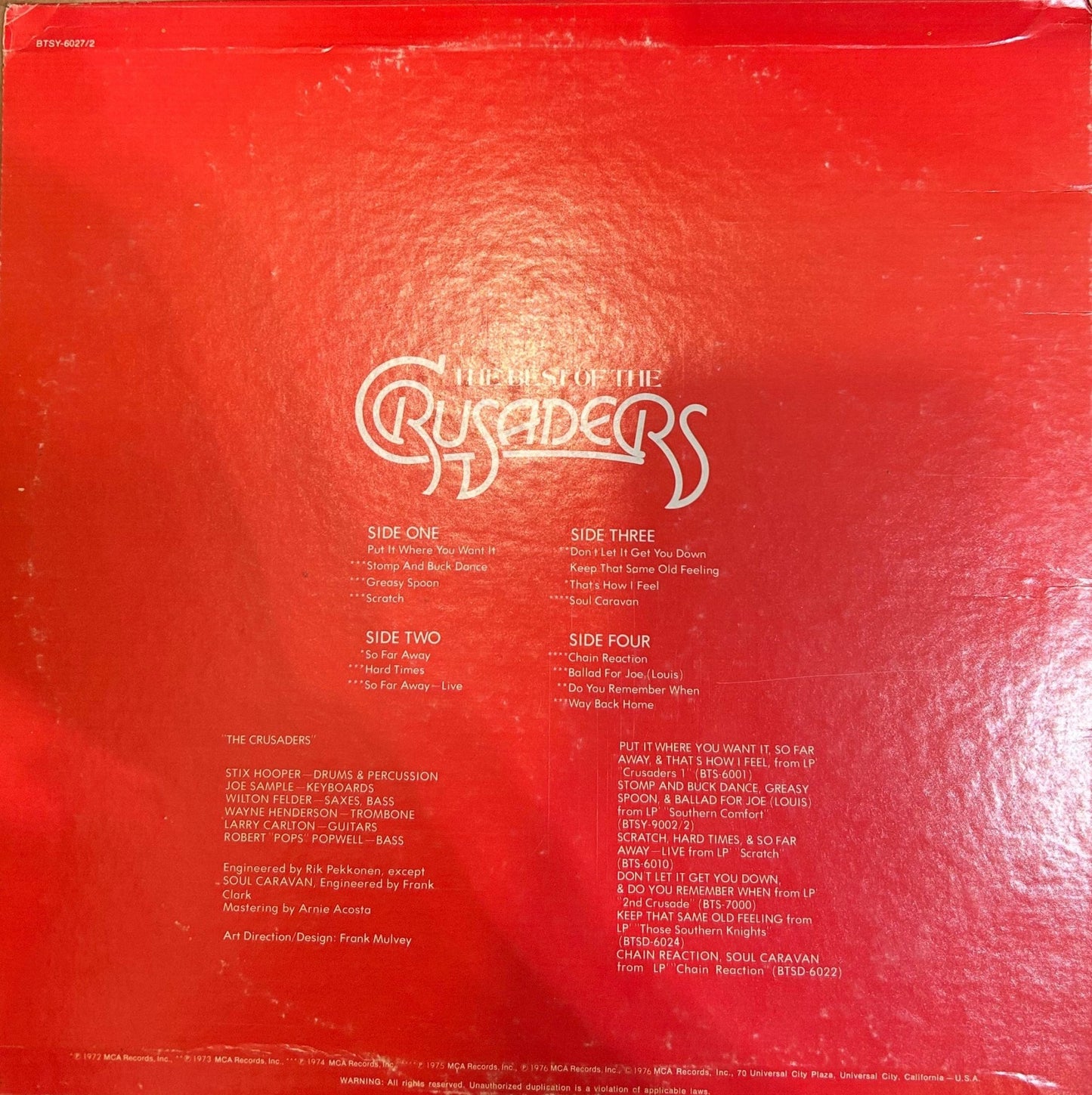 LP The Crusaders – The Best Of The Crusaders 2ª Mano - DISCOS NAKASHA