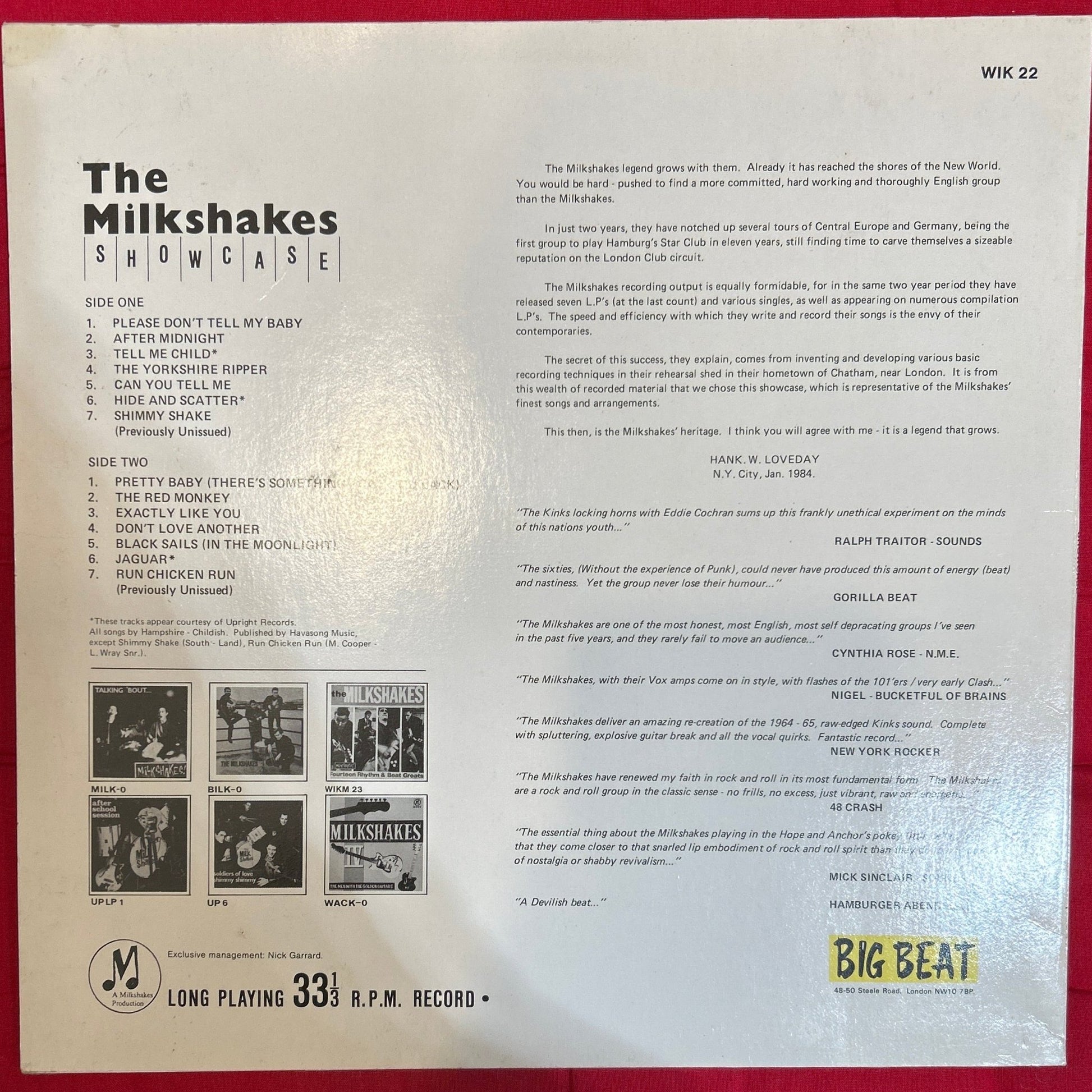 LP The Milkshakes! ‎– Showcase 2ª Mano - DISCOS NAKASHA