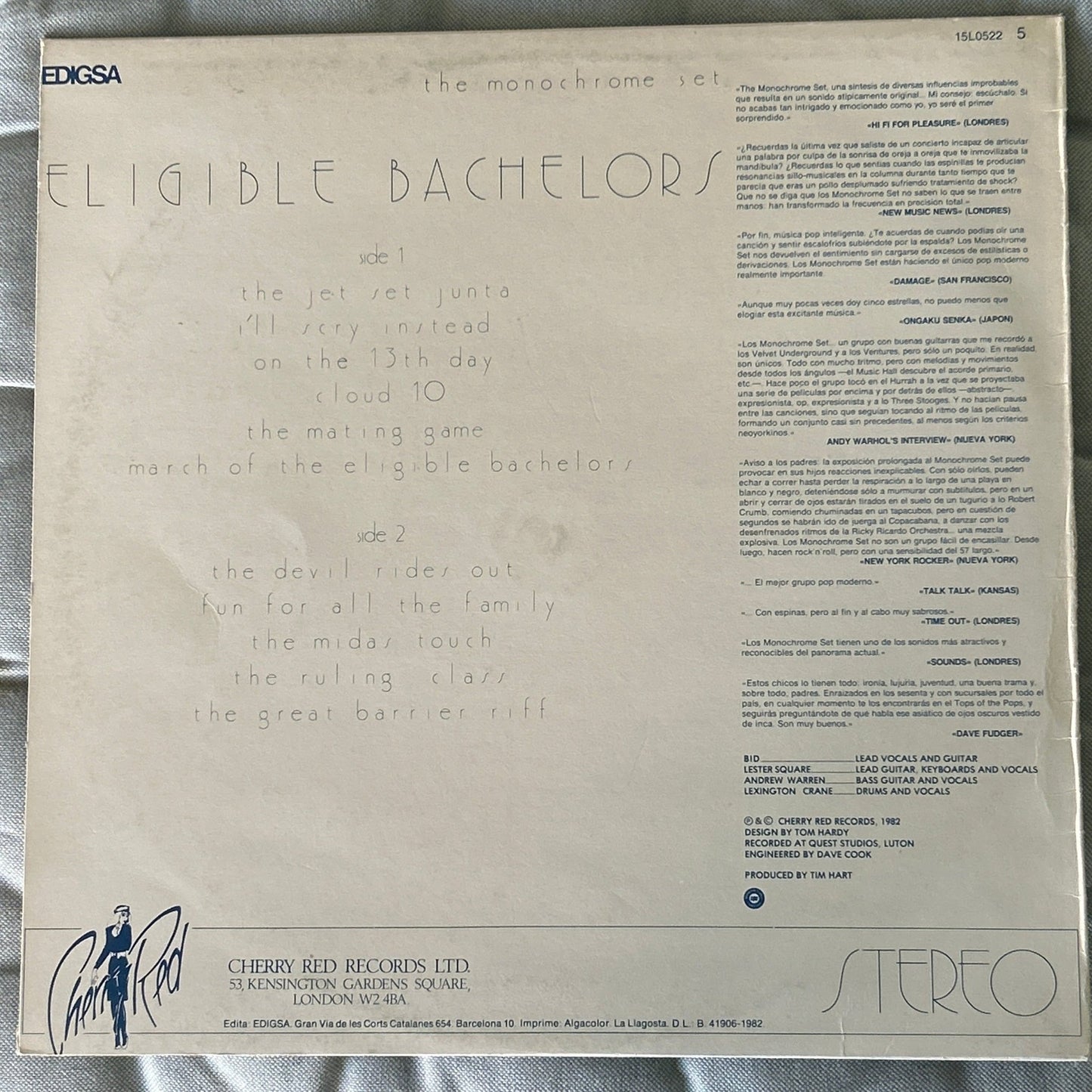 LP The Monochrome Set ‎– Eligible Bachelors 2ª Mano - DISCOS NAKASHA