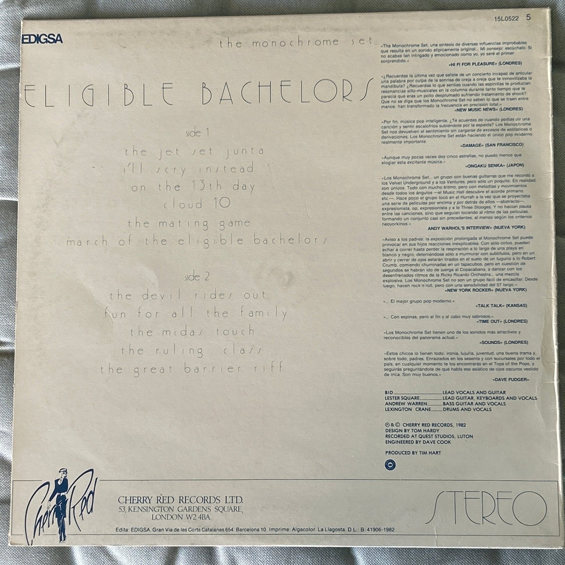 LP The Monochrome Set ‎– Eligible Bachelors 2ª Mano - DISCOS NAKASHA