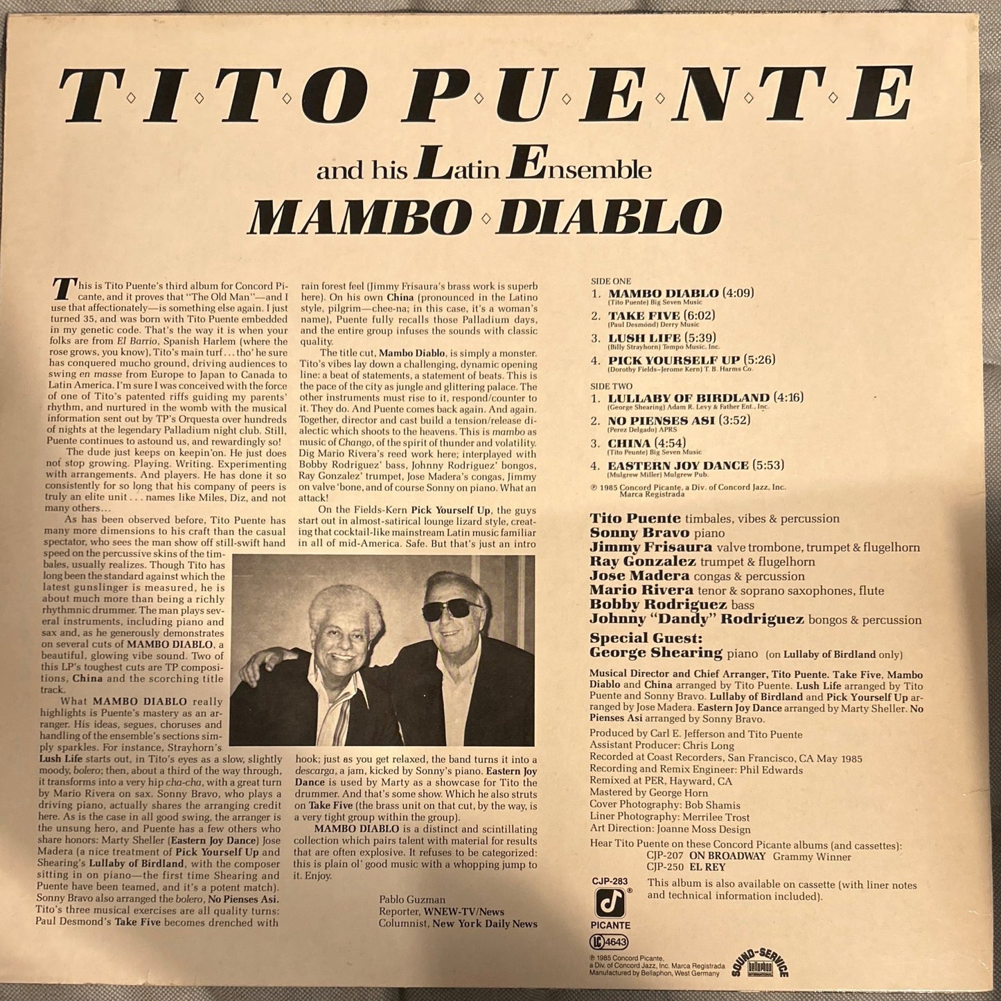LP Tito Puente And His Latin Ensemble With Special Guest George Shearing ‎– Mambo Diablo 2ª Mano - DISCOS NAKASHA