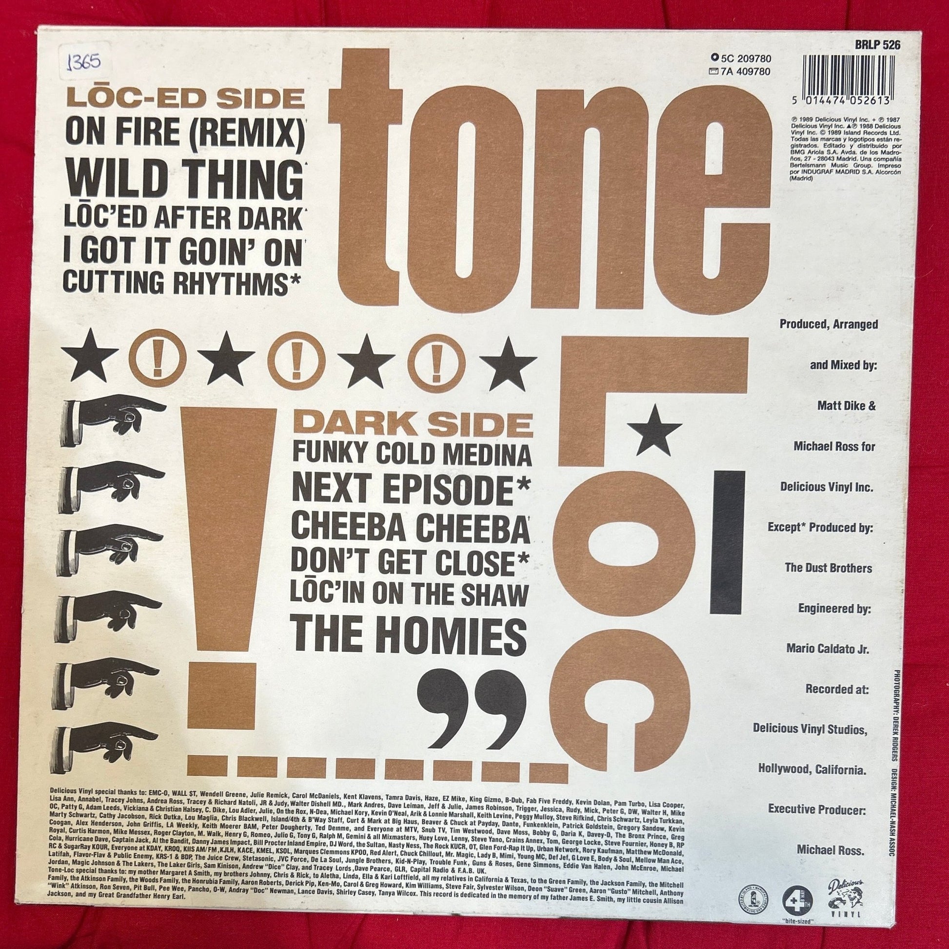 LP Tone Loc ‎– Loc'ed After Dark 2ª Mano (Producto exclusivo recogida en tienda) - DISCOS NAKASHA