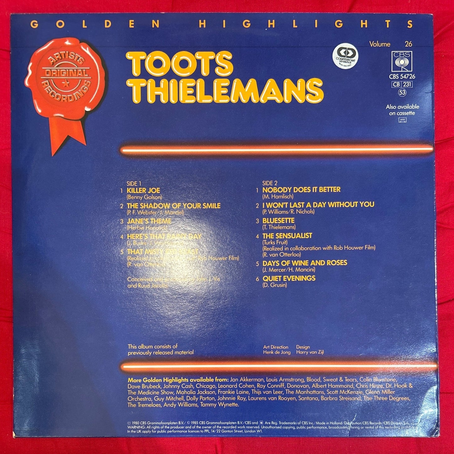 LP Toots Thielemans ‎– Golden Highlights - Volume 26 2ª Mano (Producto exclusivo recogida en tienda) - DISCOS NAKASHA