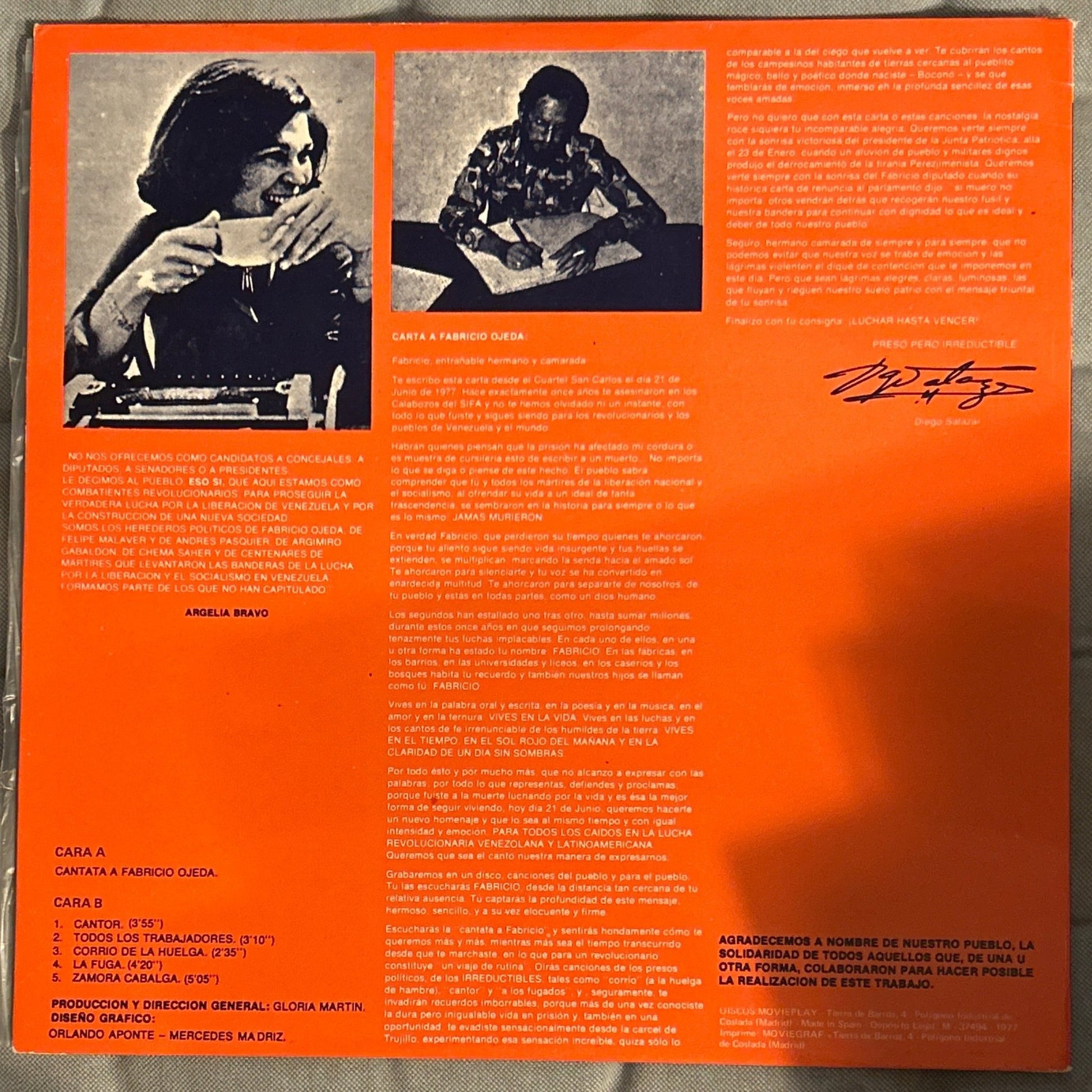 LP Various ‎– Cantata A Fabricio Ojeda 2ª Mano - DISCOS NAKASHA