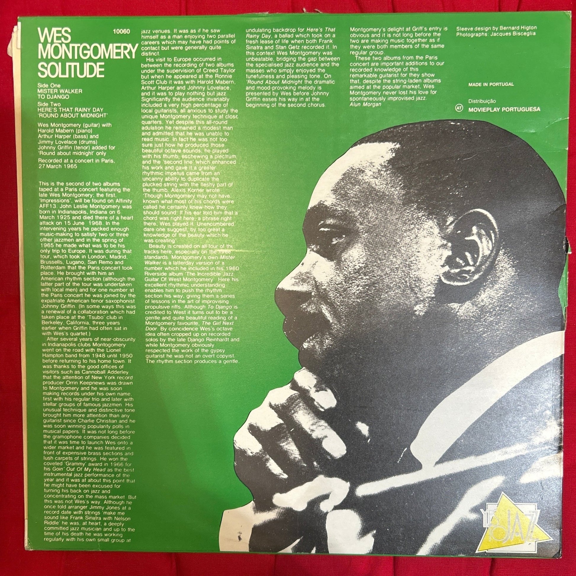 LP Wes Montgomery ‎– Solitude Ed. Portuguesa 2ª Mano - DISCOS NAKASHA