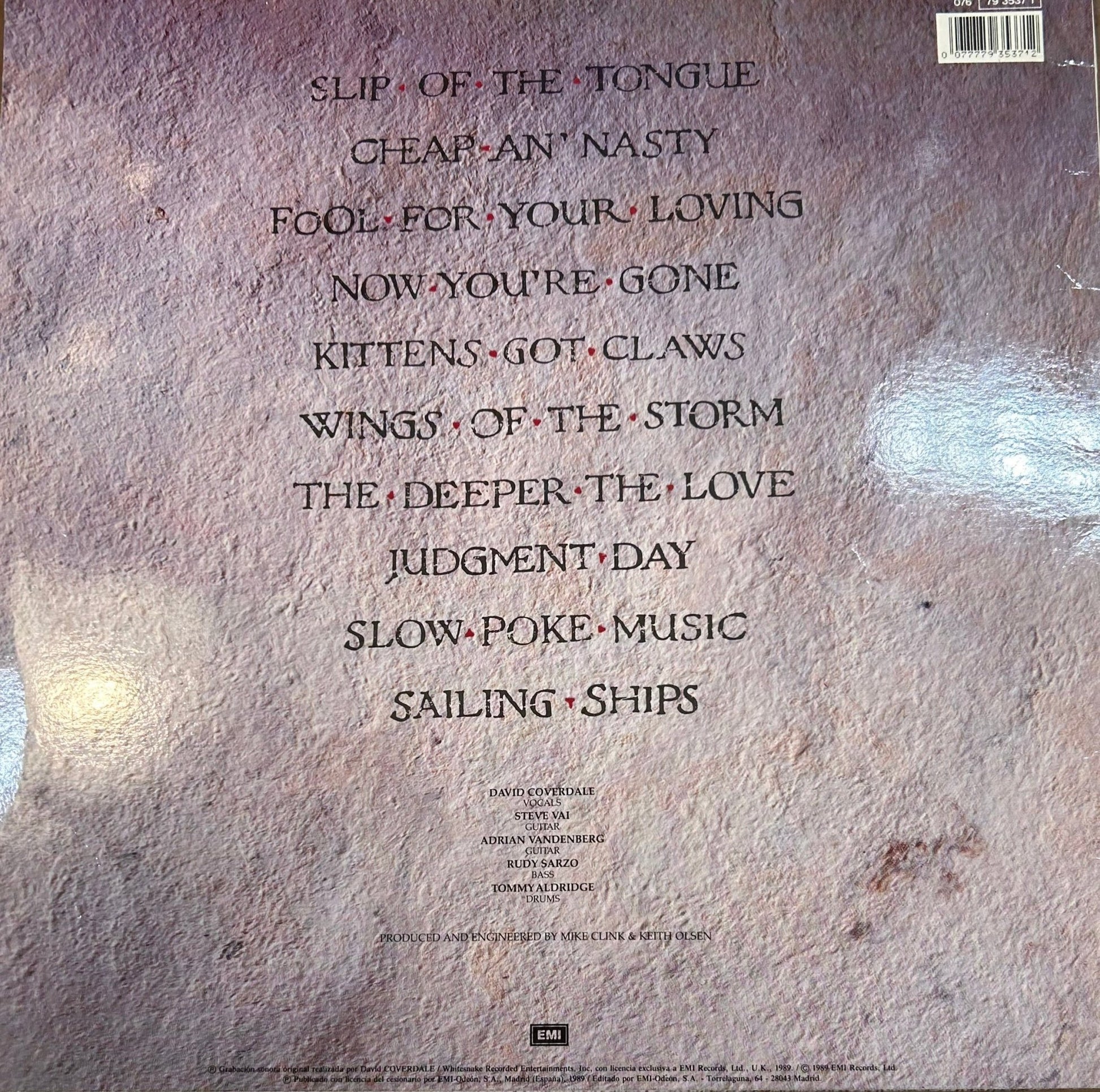 LP Whitesnake ‎– Slip Of The Tongue 2ª mano - DISCOS NAKASHA