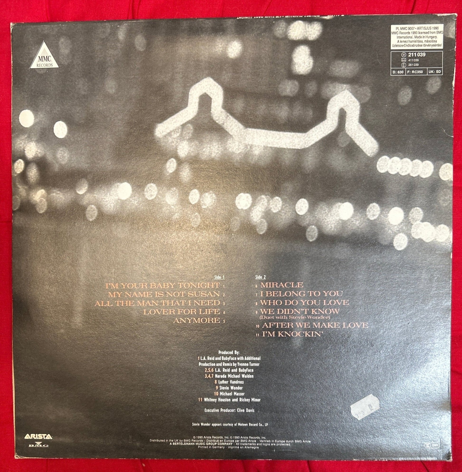 LP Whitney Houston ‎– I'm Your Baby Tonight Ed. Hungara 2ª Mano - DISCOS NAKASHA