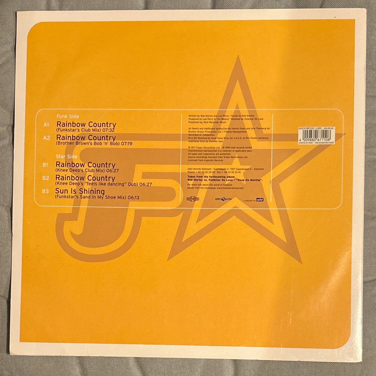 MAXISINGLE Bob Marley Vs. Funkstar De Luxe ‎– Rainbow Country (Remix) 2ª mano - DISCOS NAKASHA