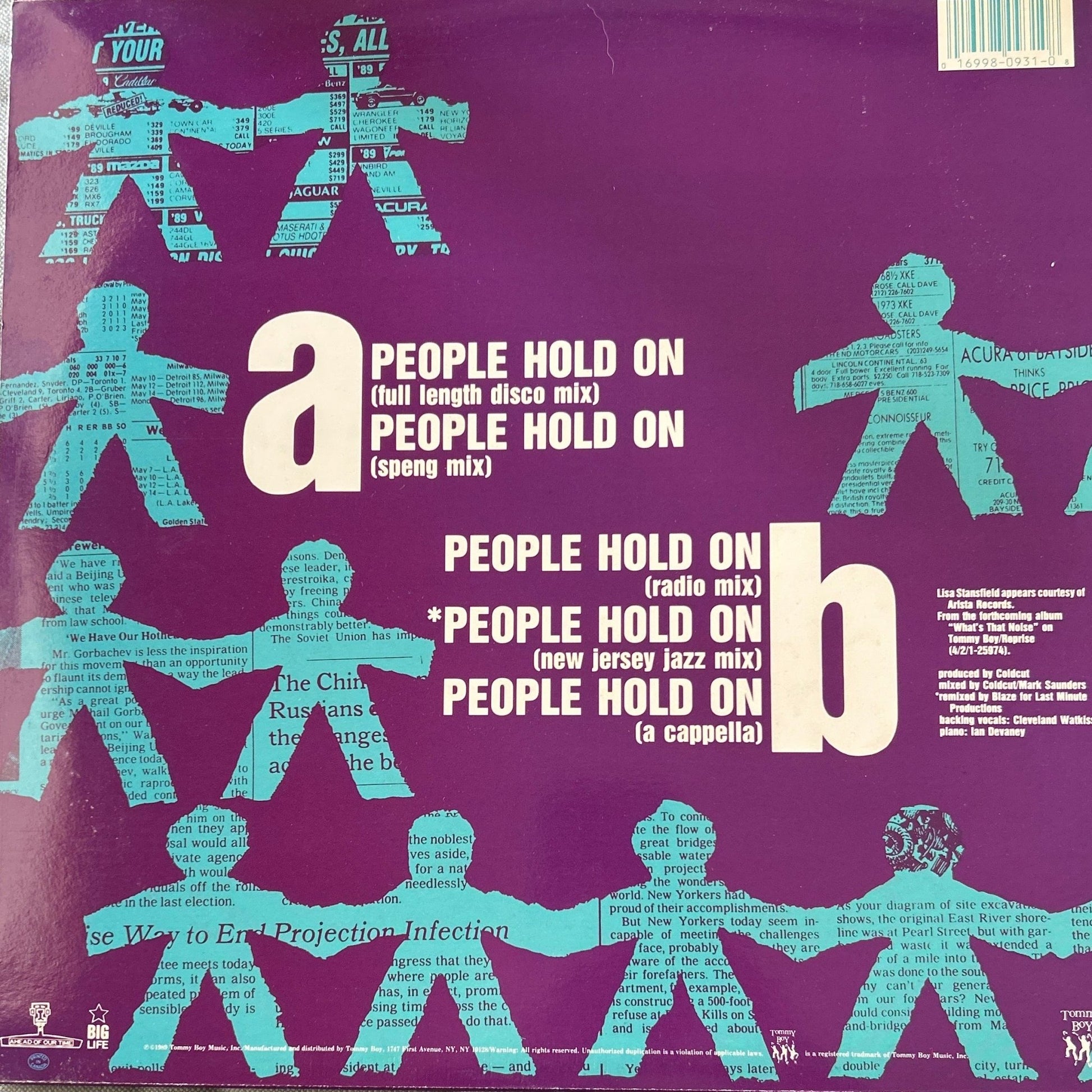 MAXISINGLE Coldcut Featuring Lisa Stansfield ‎– People Hold On 2ª Mano - DISCOS NAKASHA