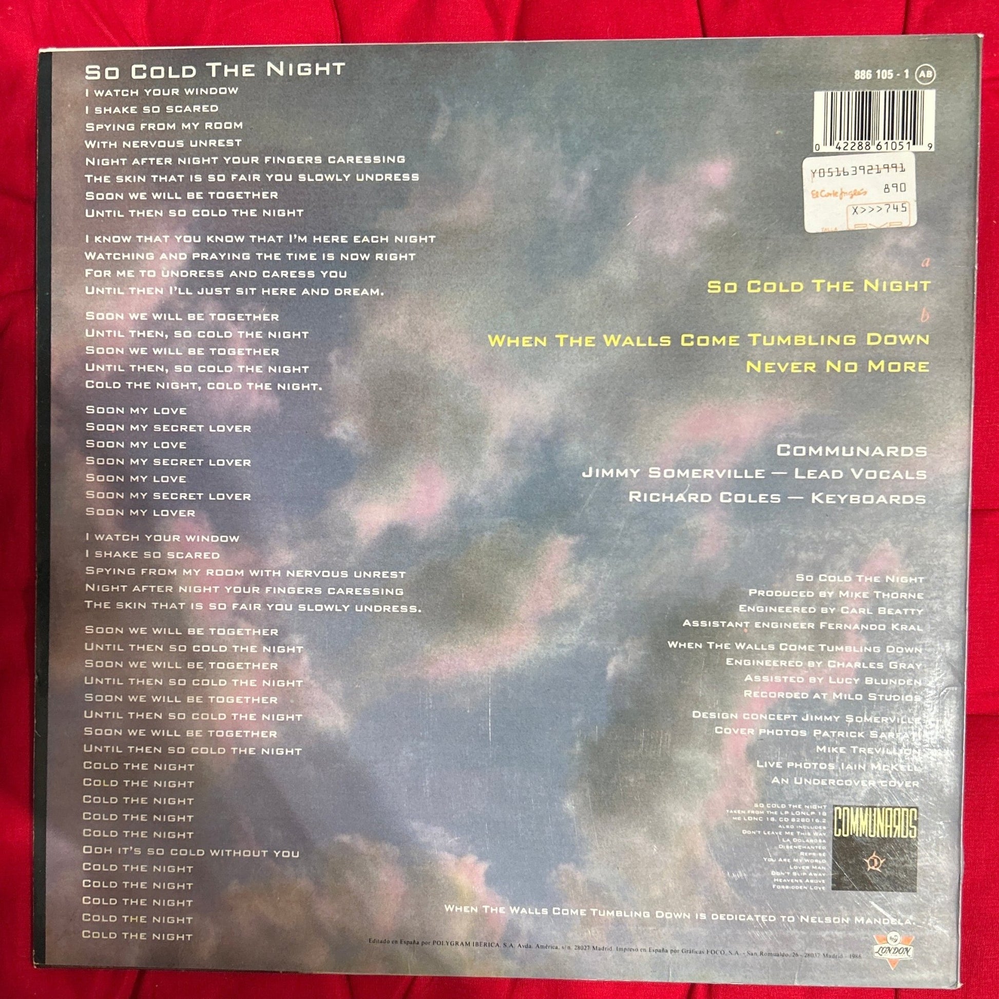 MAXISINGLE Communards ‎– So Cold The Night 2ª Mano (Producto exclusivo recogida en tienda) - DISCOS NAKASHA