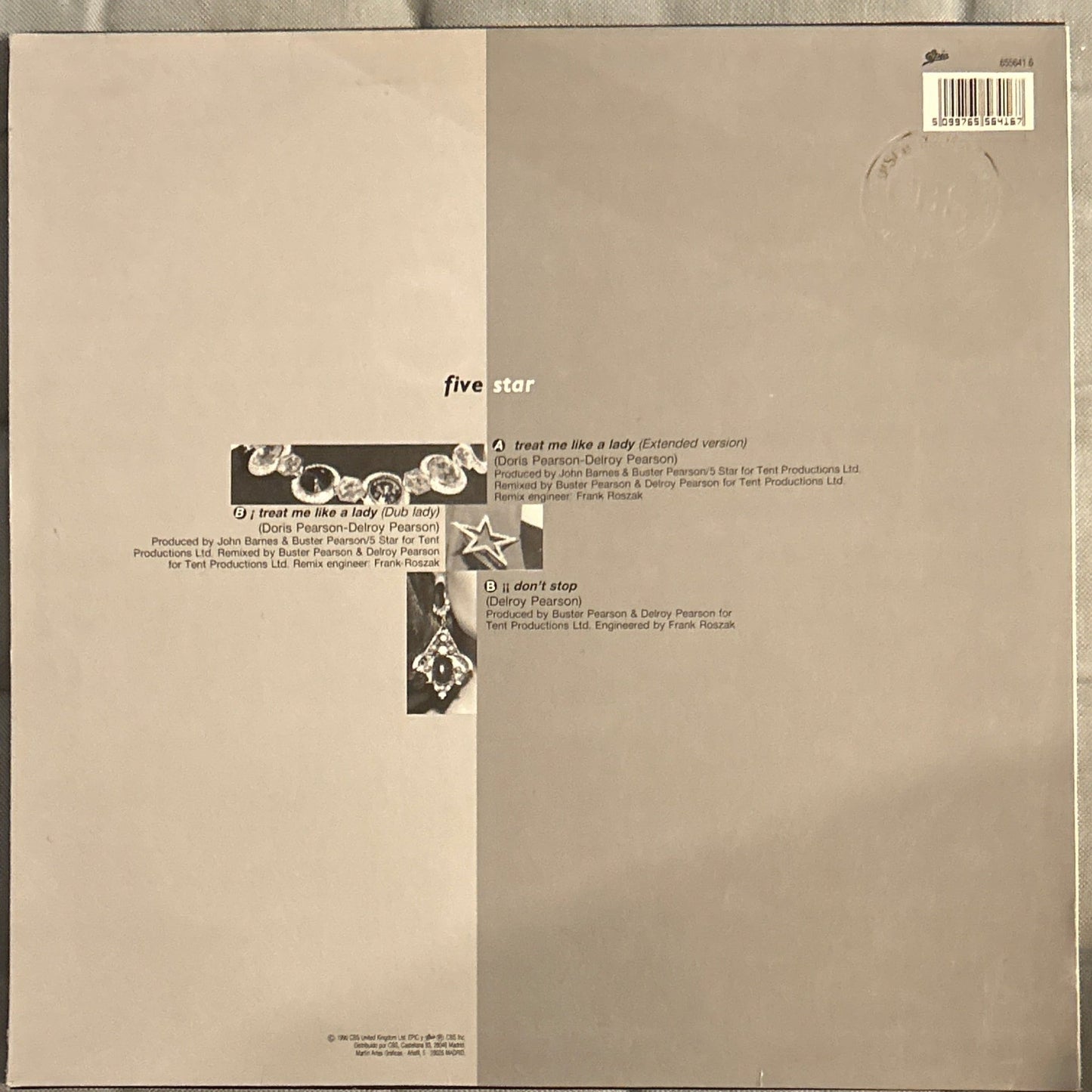MAXISINGLE Five Star ‎– Treat Me Like A Lady 2ª Mano - DISCOS NAKASHA