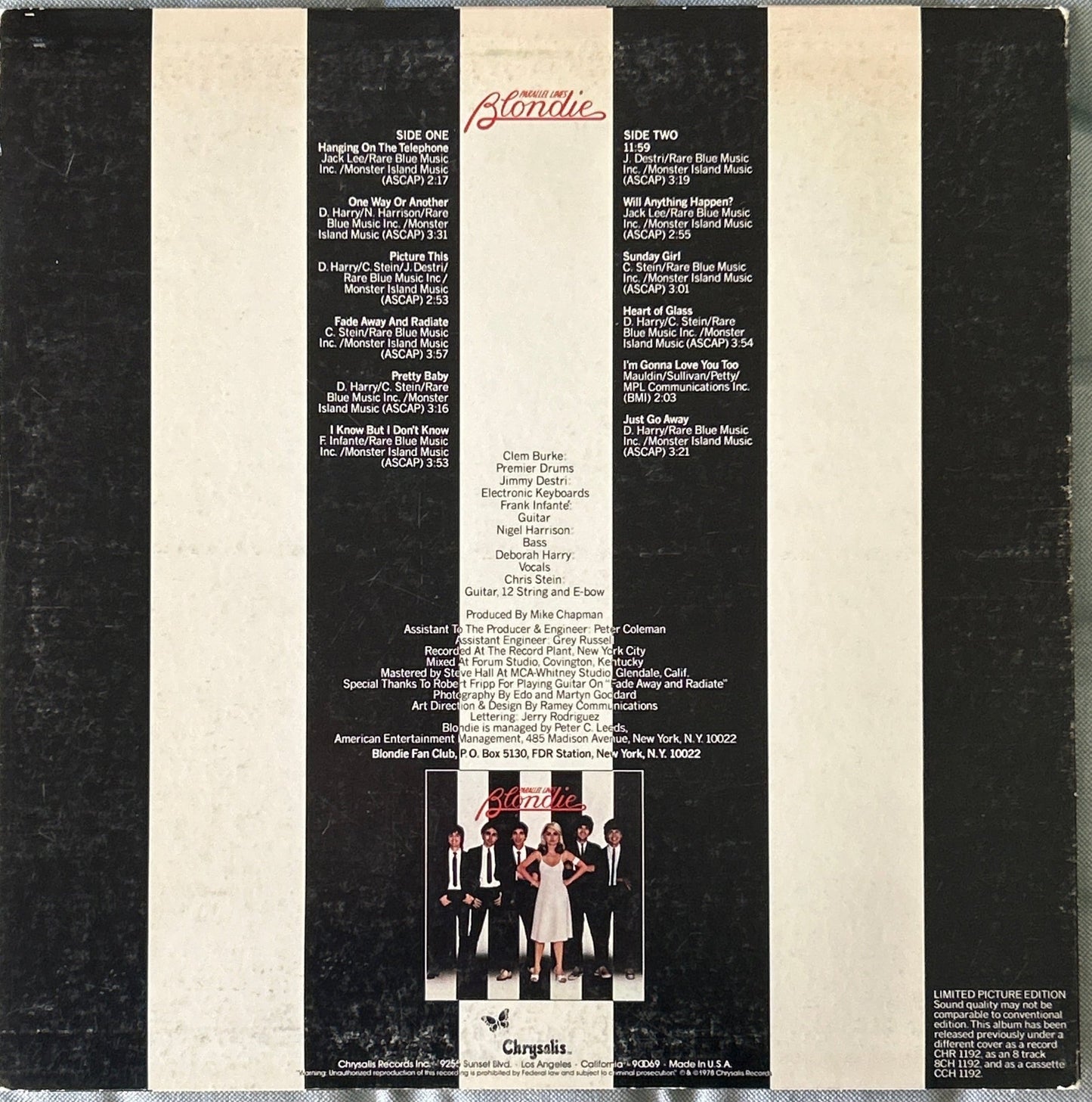 PICTURE DISC Blondie ‎– Parallel Lines 2ª Mano - DISCOS NAKASHA