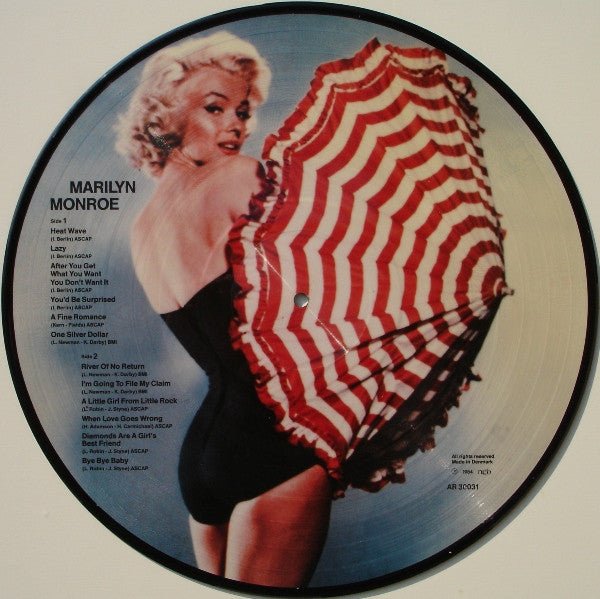 PICTURE DISC Marilyn Monroe ‎– Marilyn Monroe Nuevo sin precintar - Bootleg - DISCOS NAKASHA