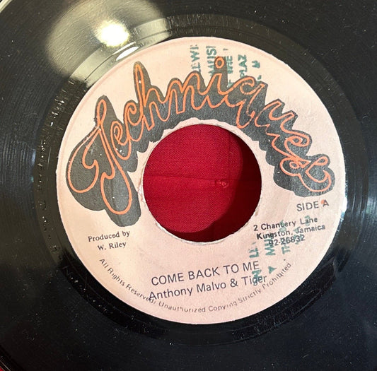 SINGLE Anthony Malvo & Tiger ‎– Come Back To Me 2ª Mano - DISCOS NAKASHA