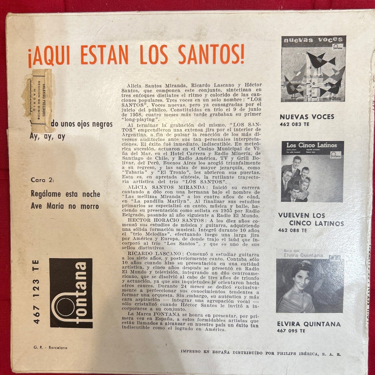 SINGLE ¡Aqui estan los Santos - Yo vendo unos ojos negros 2ª mano - DISCOS NAKASHA