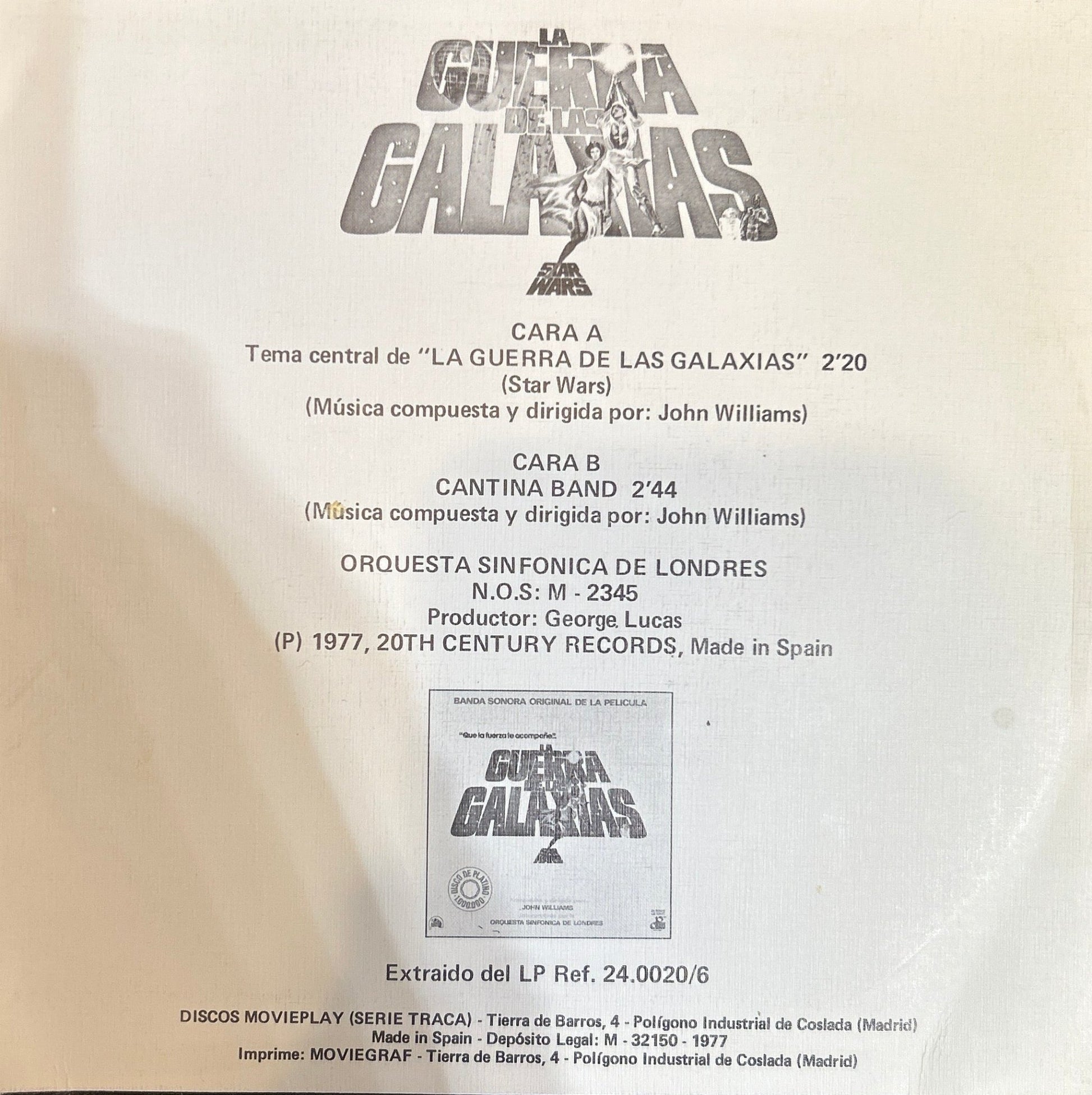 SINGLE Banda Sonora - Star Wars John Williams & Orquesta Sinfónica De Londres –2ª Mano - DISCOS NAKASHA