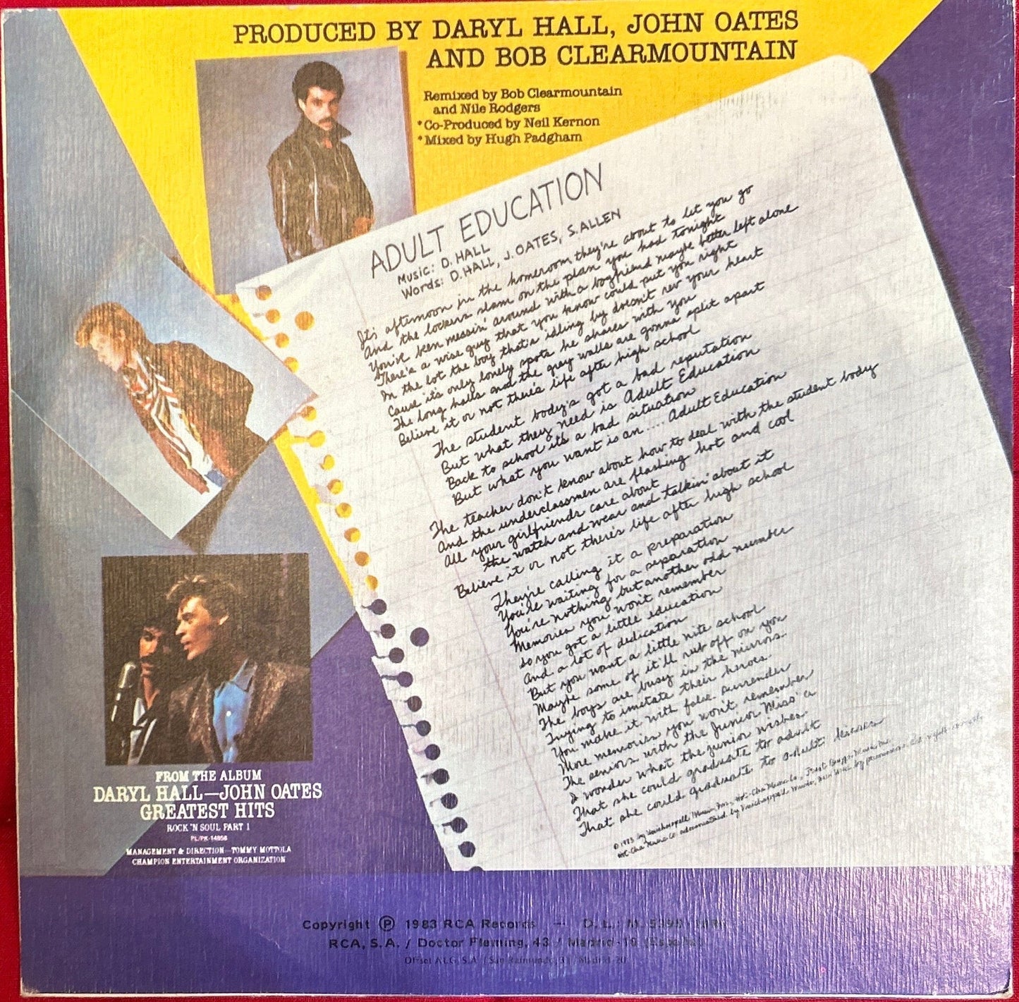 Single Daryl Hall John Oates ‎– Adult Education = Educacion Adulta 2ª Mano - DISCOS NAKASHA