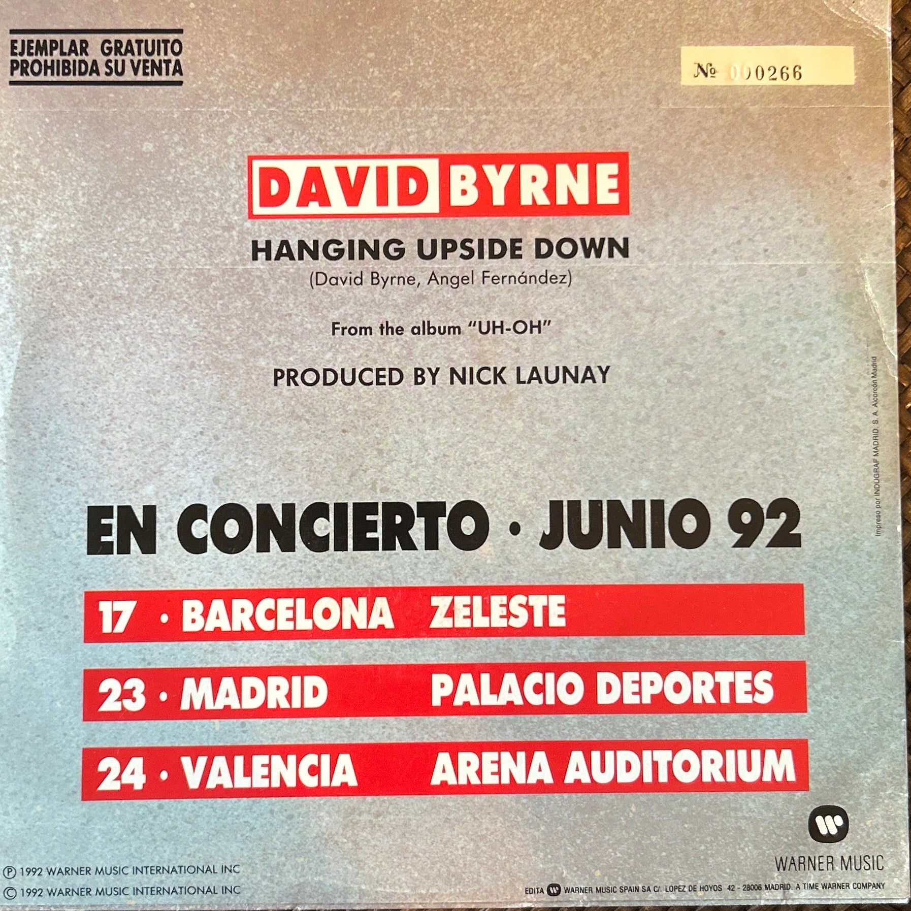 SINGLE David Byrne ‎– Hanging Upside Down 2ª Mano - DISCOS NAKASHA