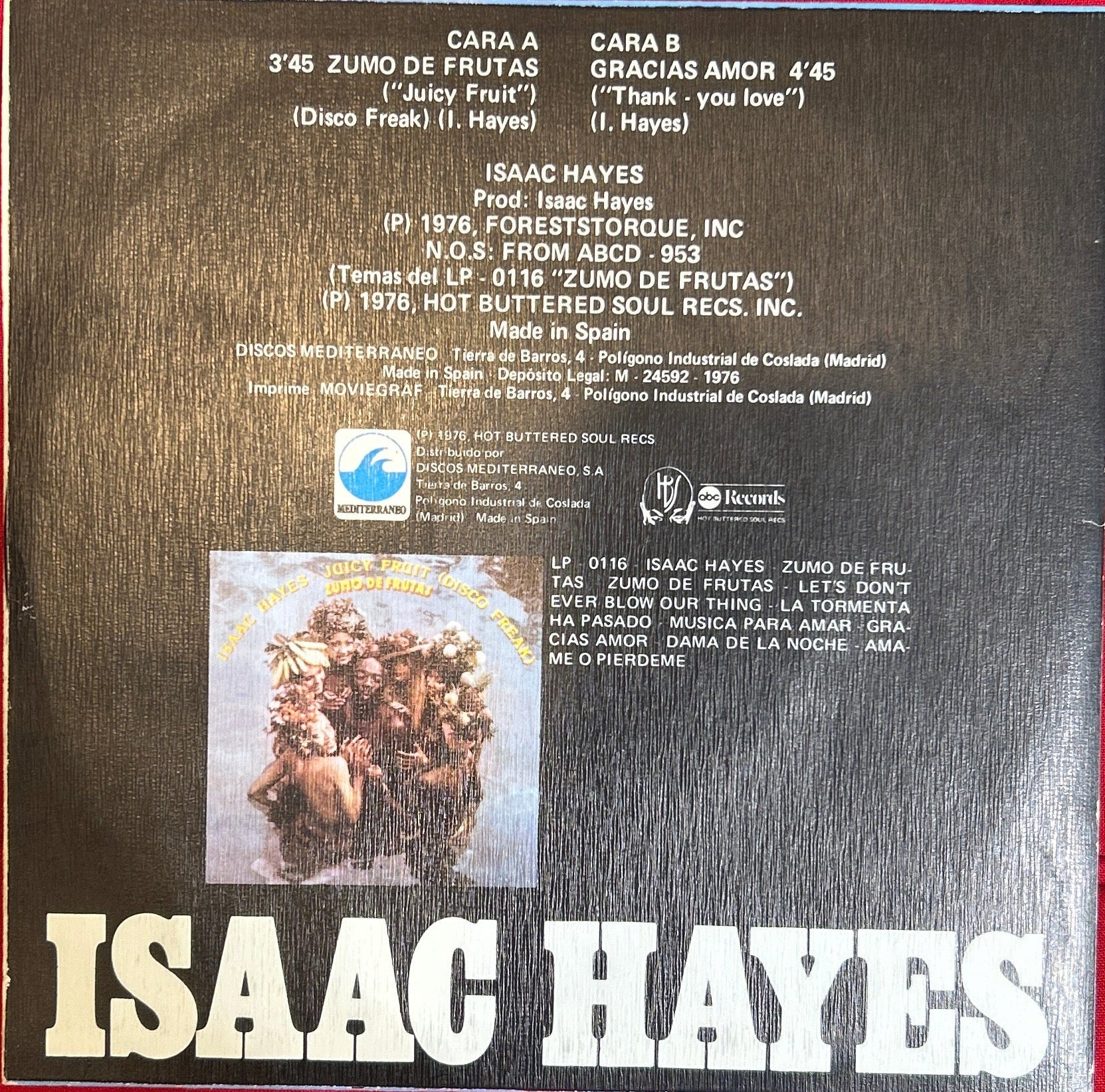 SINGLE Isaac Hayes – Zumo De Frutas 2ª Mano - DISCOS NAKASHA