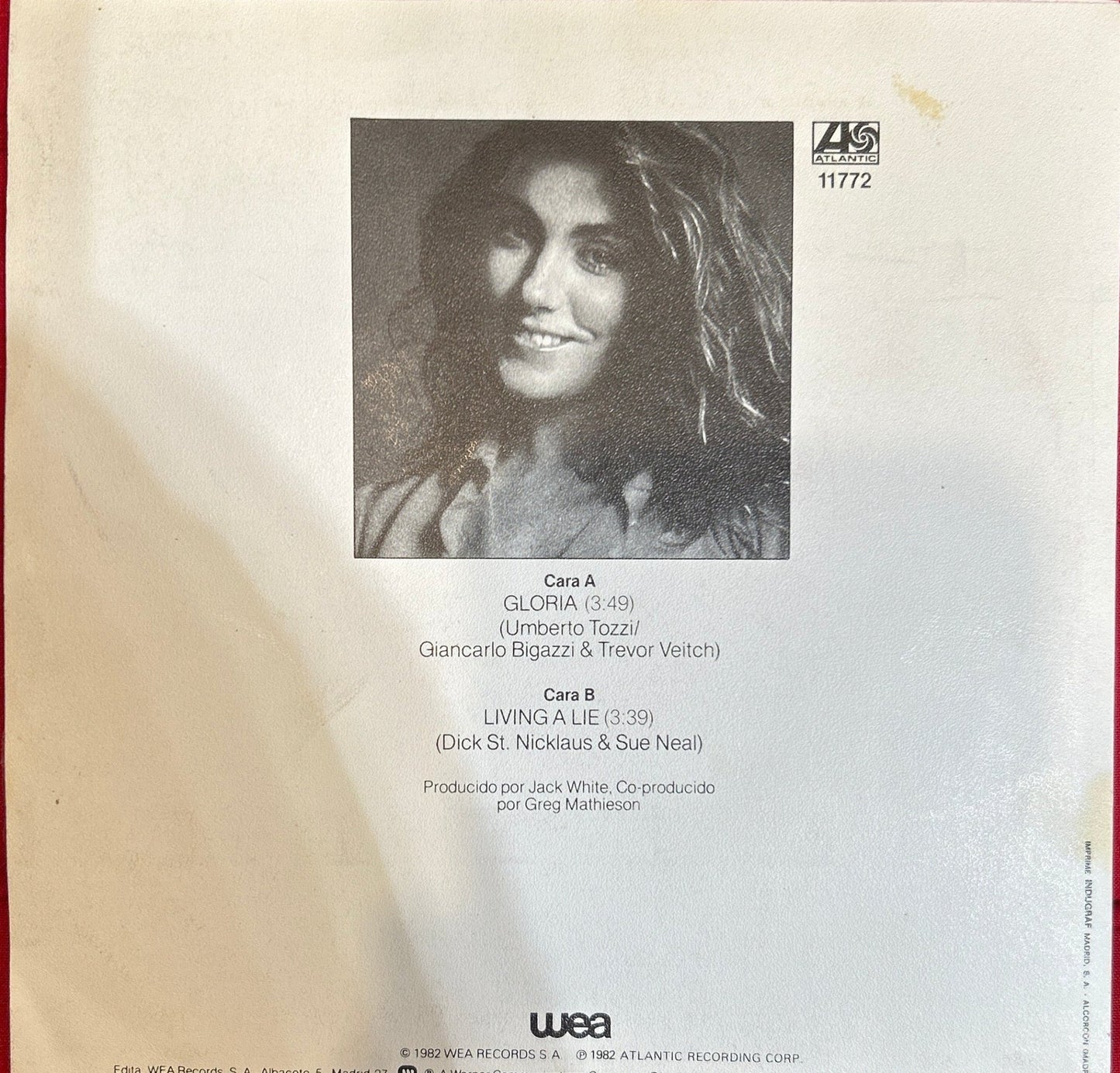 SINGLE Laura Branigan – Gloria 2ª Mano (Producto exclusivo recogida en tienda) - DISCOS NAKASHA