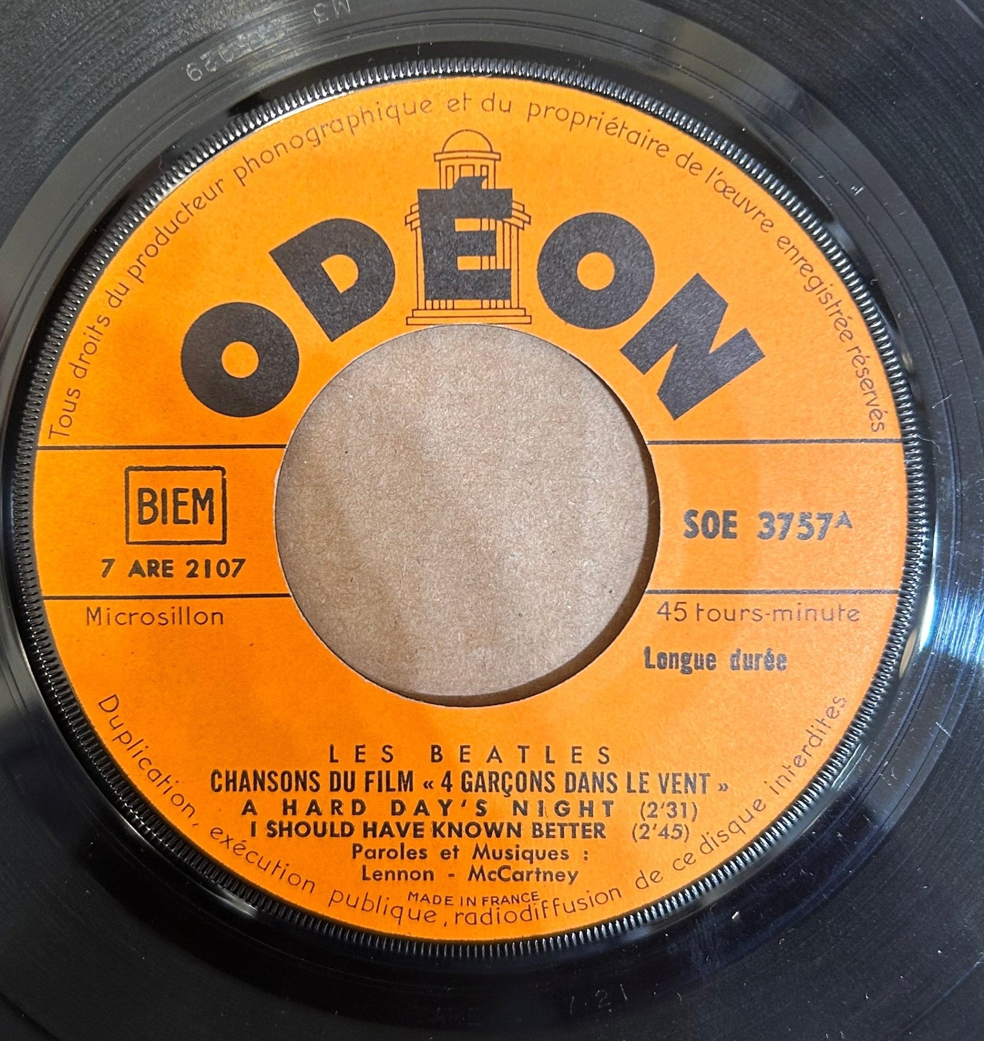 SINGLE Les Beatles* ‎– Chansons Du Film "4 Garçons Dans Le Vent" 2ª Mano - DISCOS NAKASHA
