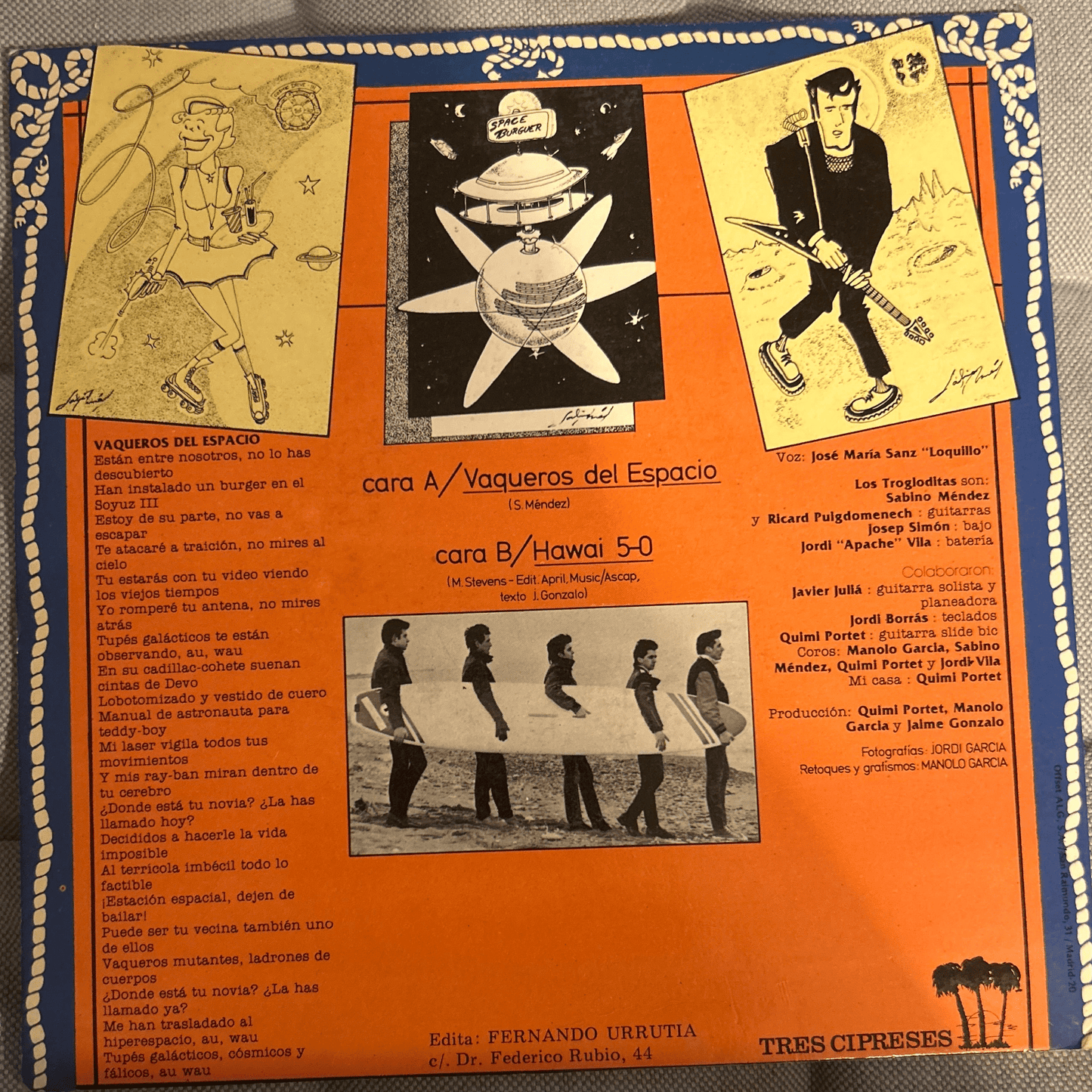 SINGLE Loquillo Y Los Trogloditas ‎– Vaqueros Del Espacio / Hawai 5 - 0 2ª Mano - DISCOS NAKASHA