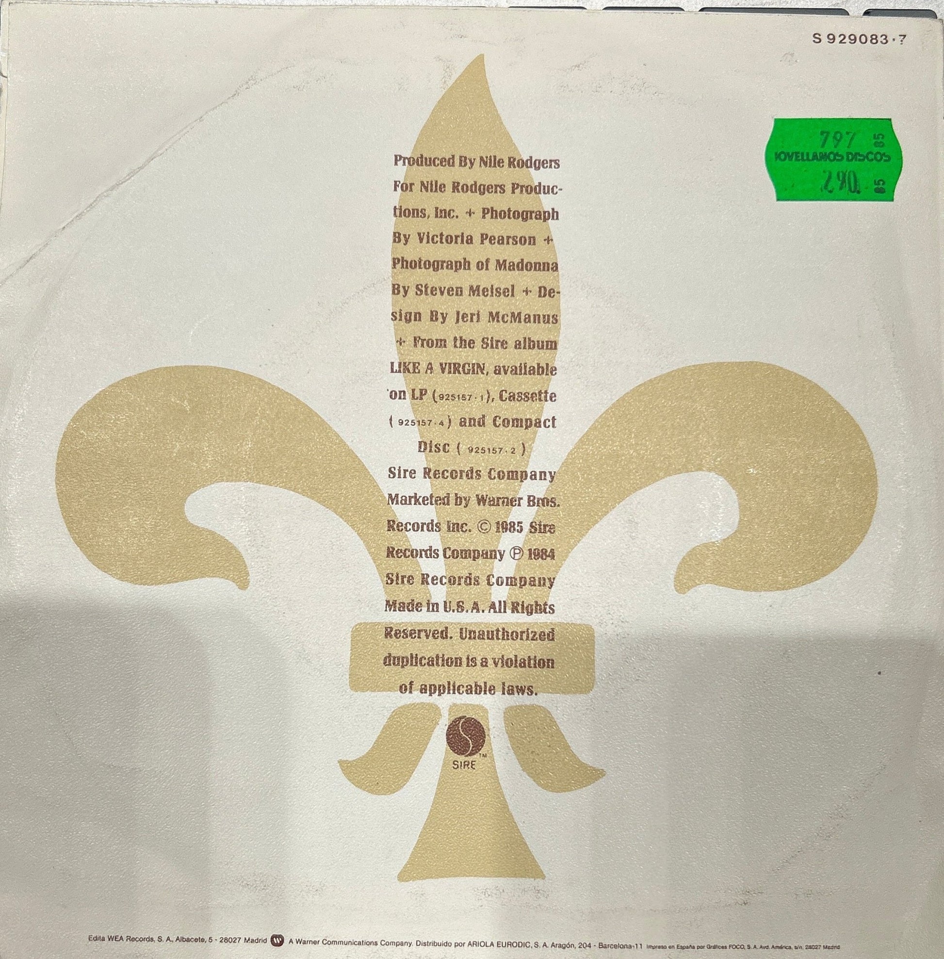 SINGLE Madonna ‎– Material Girl 2ª mano (Producto exclusivo recogida en tienda) - DISCOS NAKASHA