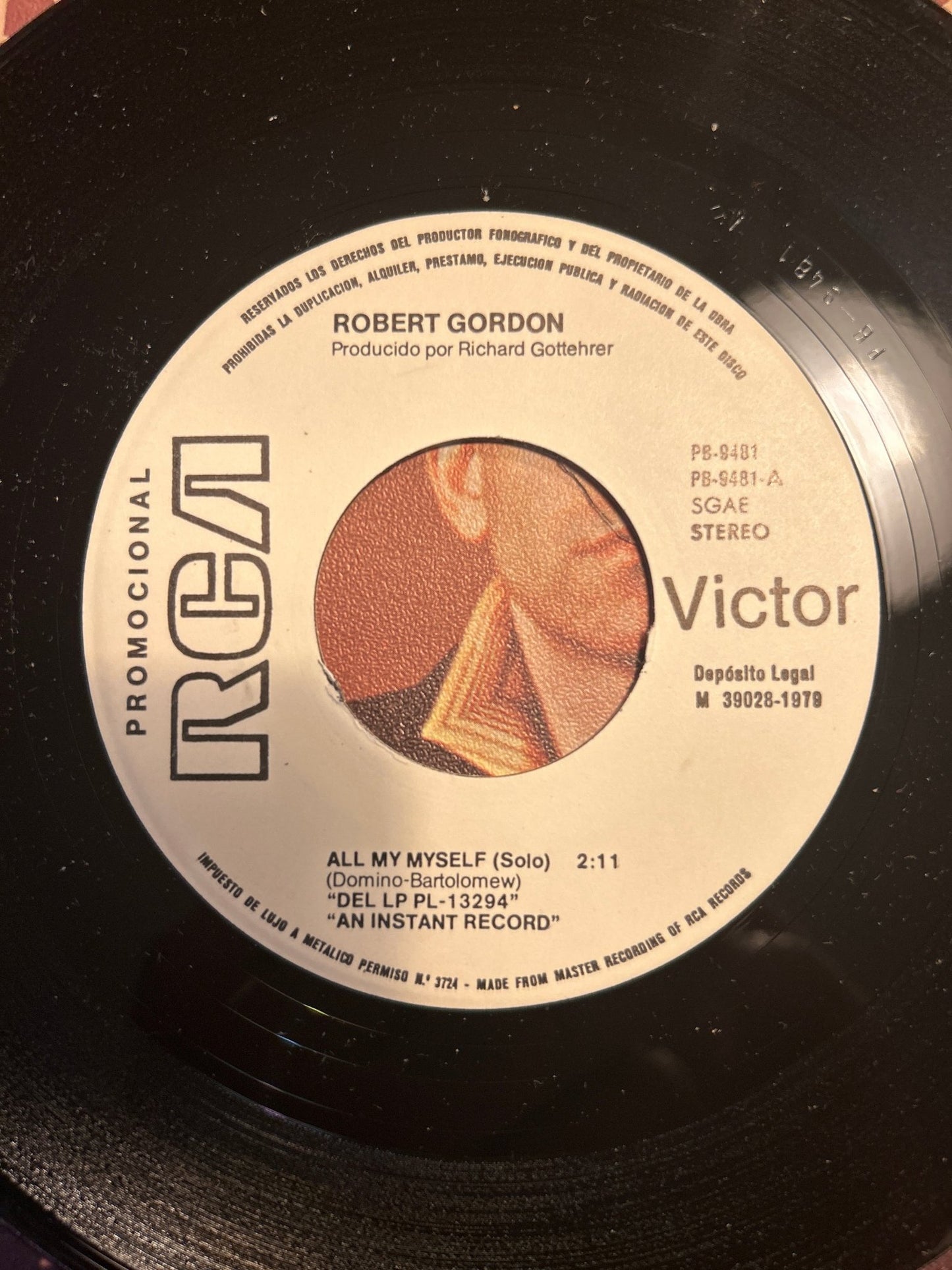 SINGLE Robert Gordon ‎– All By Myself = Solo) / Love My Baby = Quiero A Mi Nena 2ª Mano - DISCOS NAKASHA