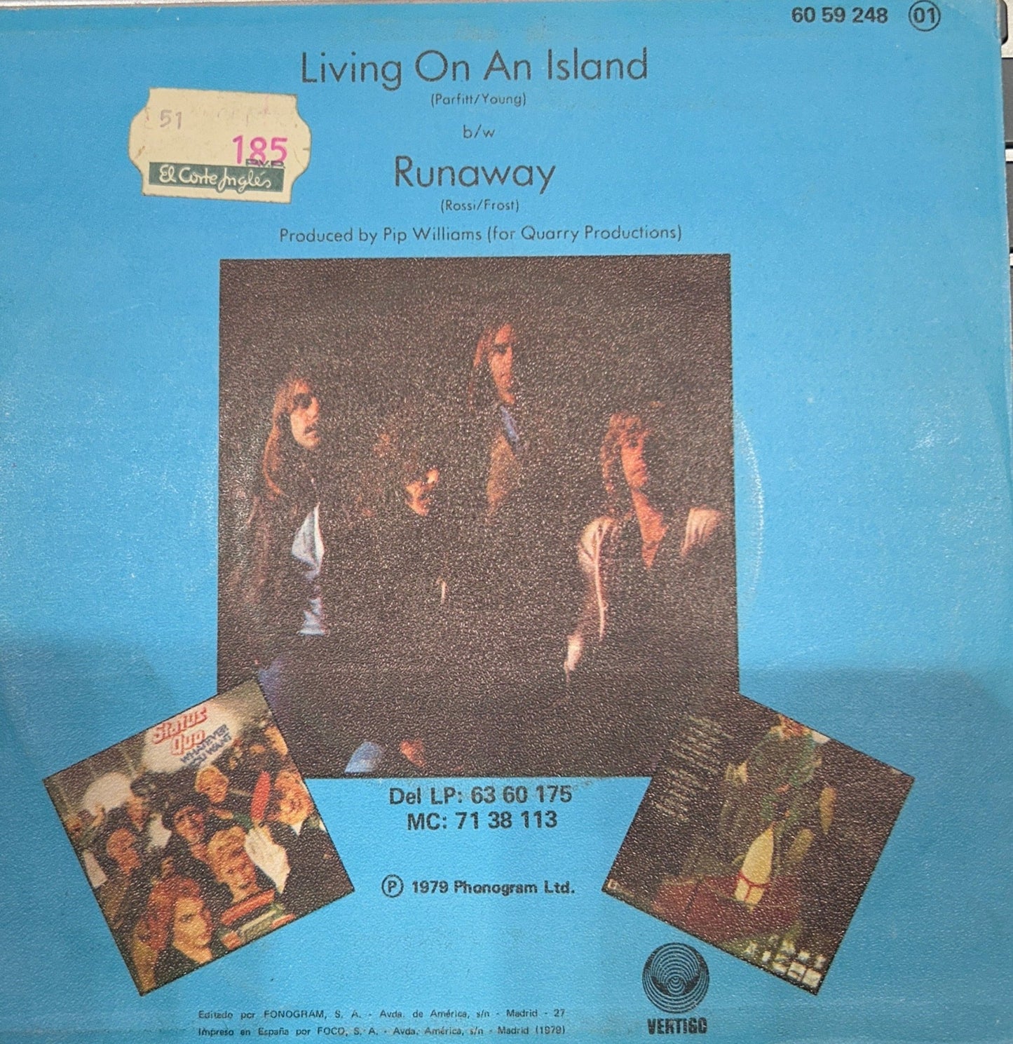 SINGLE Status Quo ‎– Living On An Island 2ª mano (Producto exclusivo recogida en tienda) - DISCOS NAKASHA