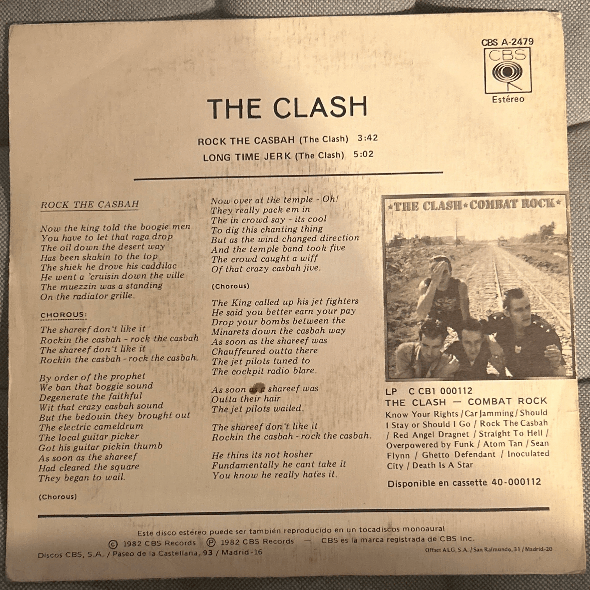 SINGLE The Clash – Rock The Casbah 2ª mano - DISCOS NAKASHA