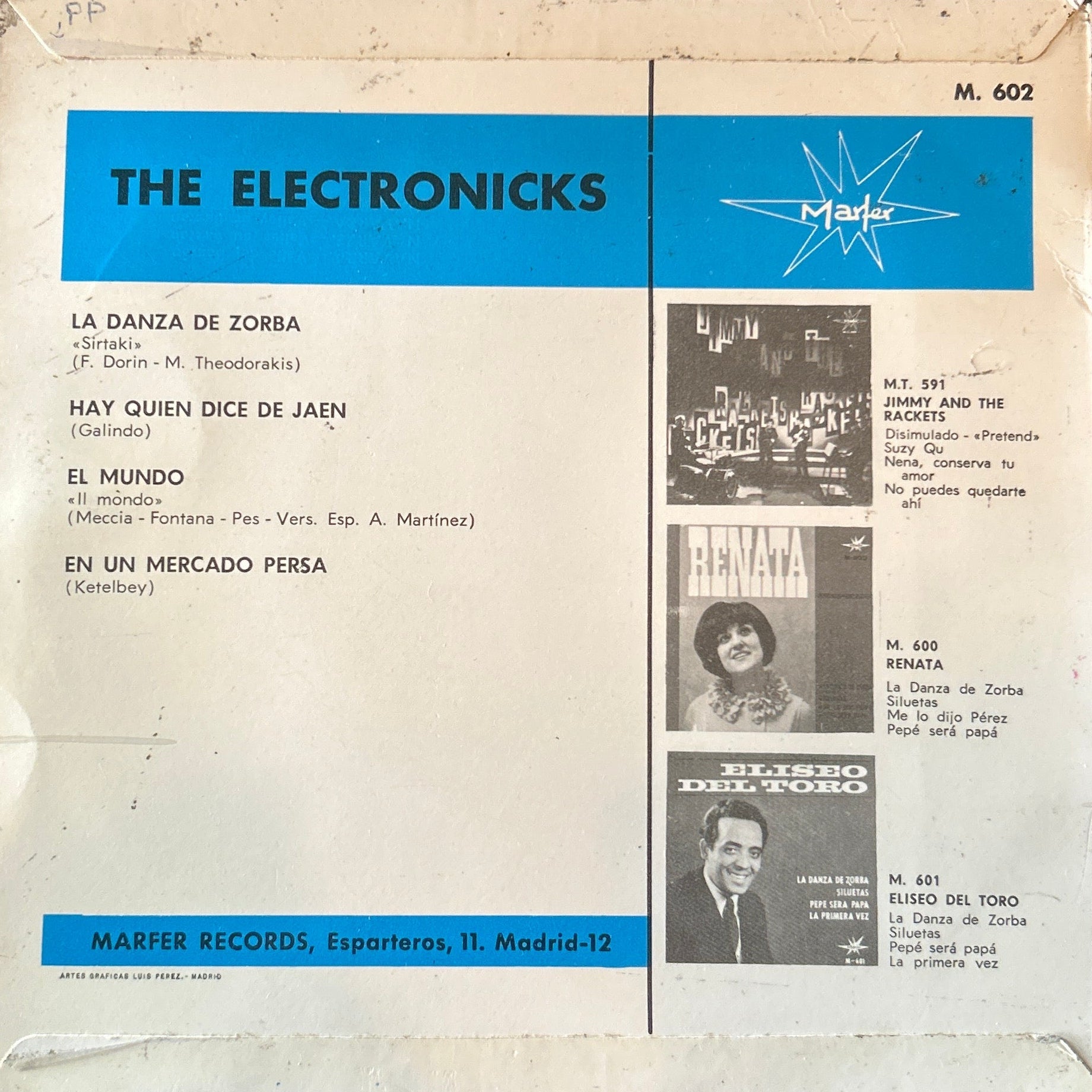 SINGLE The Electronicks ‎– La Danza De Zorba 2ª Mano - DISCOS NAKASHA